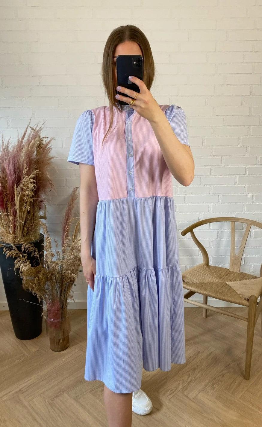 Noella Kjole - Lipe - Blue/Rose Stripe