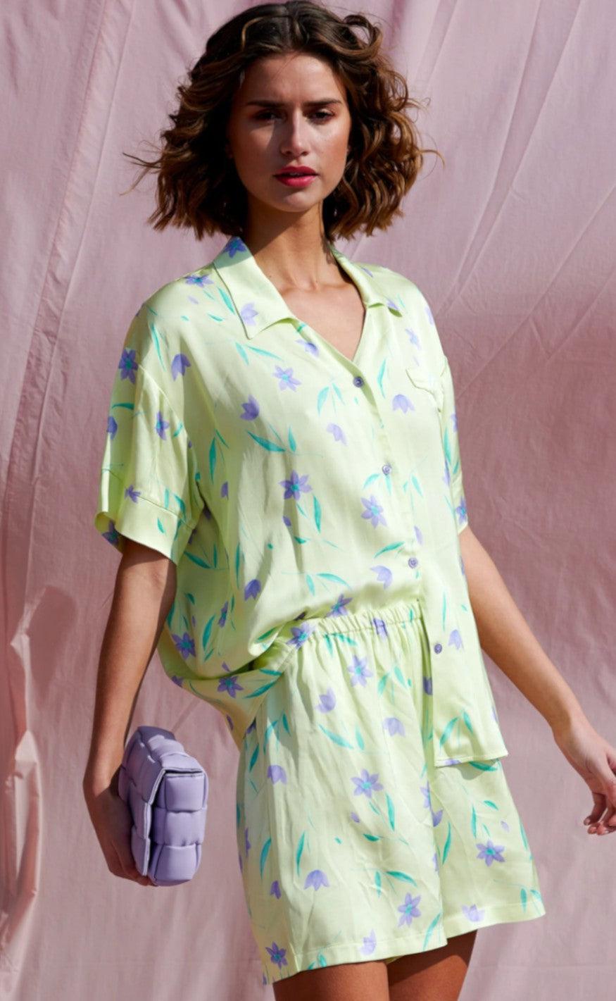 Noella Shirt - Micha - Offwhite w. Flowers