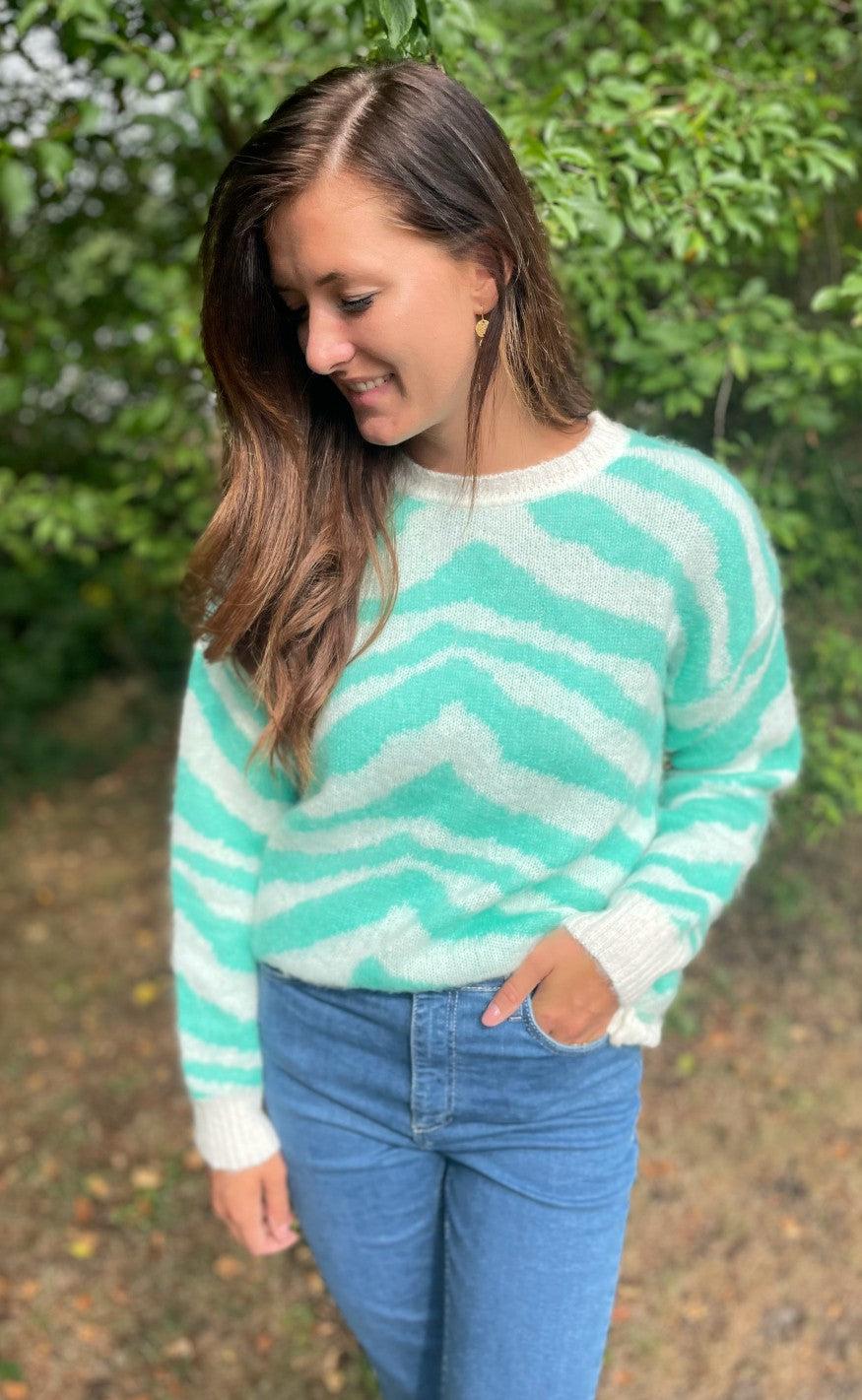 Noella Sweater - Grace - White Green