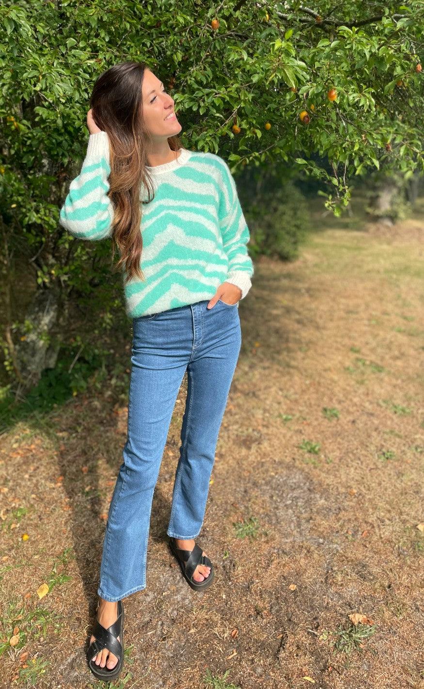 Noella Sweater - Grace - White Green