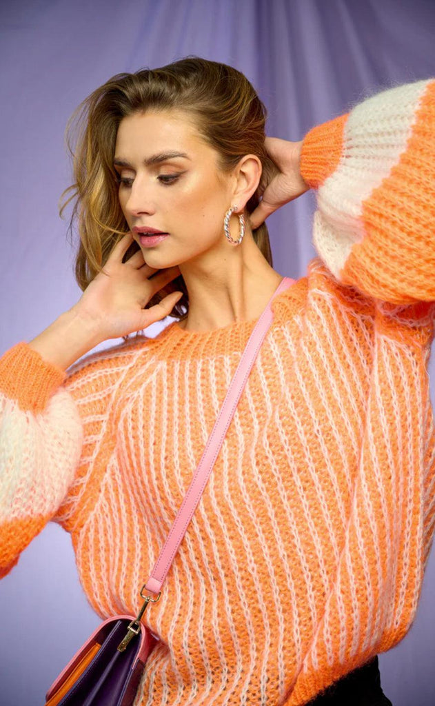 Noella Sweater - Liana - Orange/White