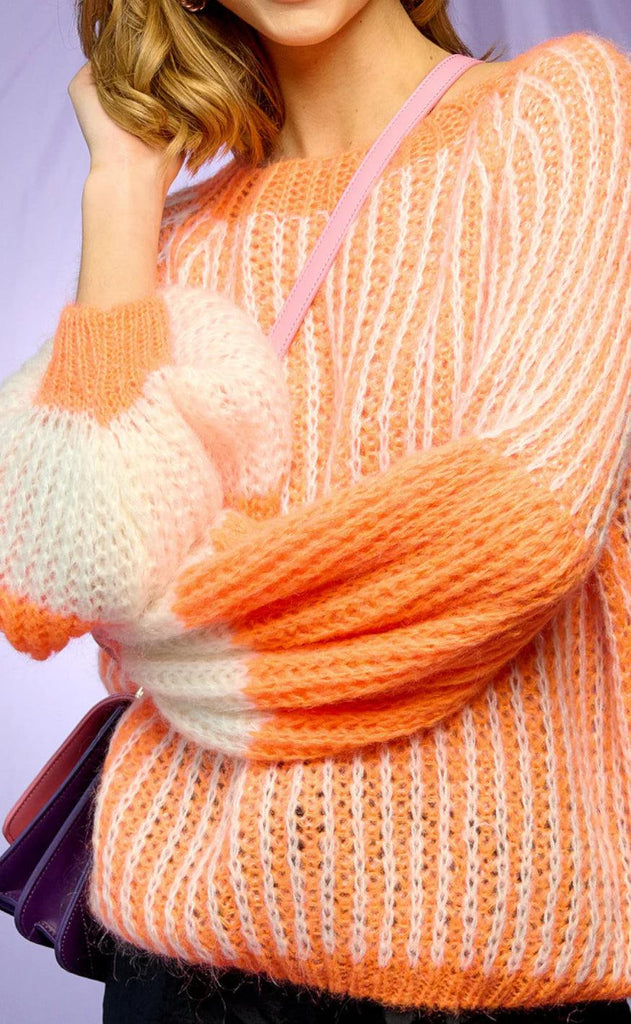 Noella Sweater - Liana - Orange/White