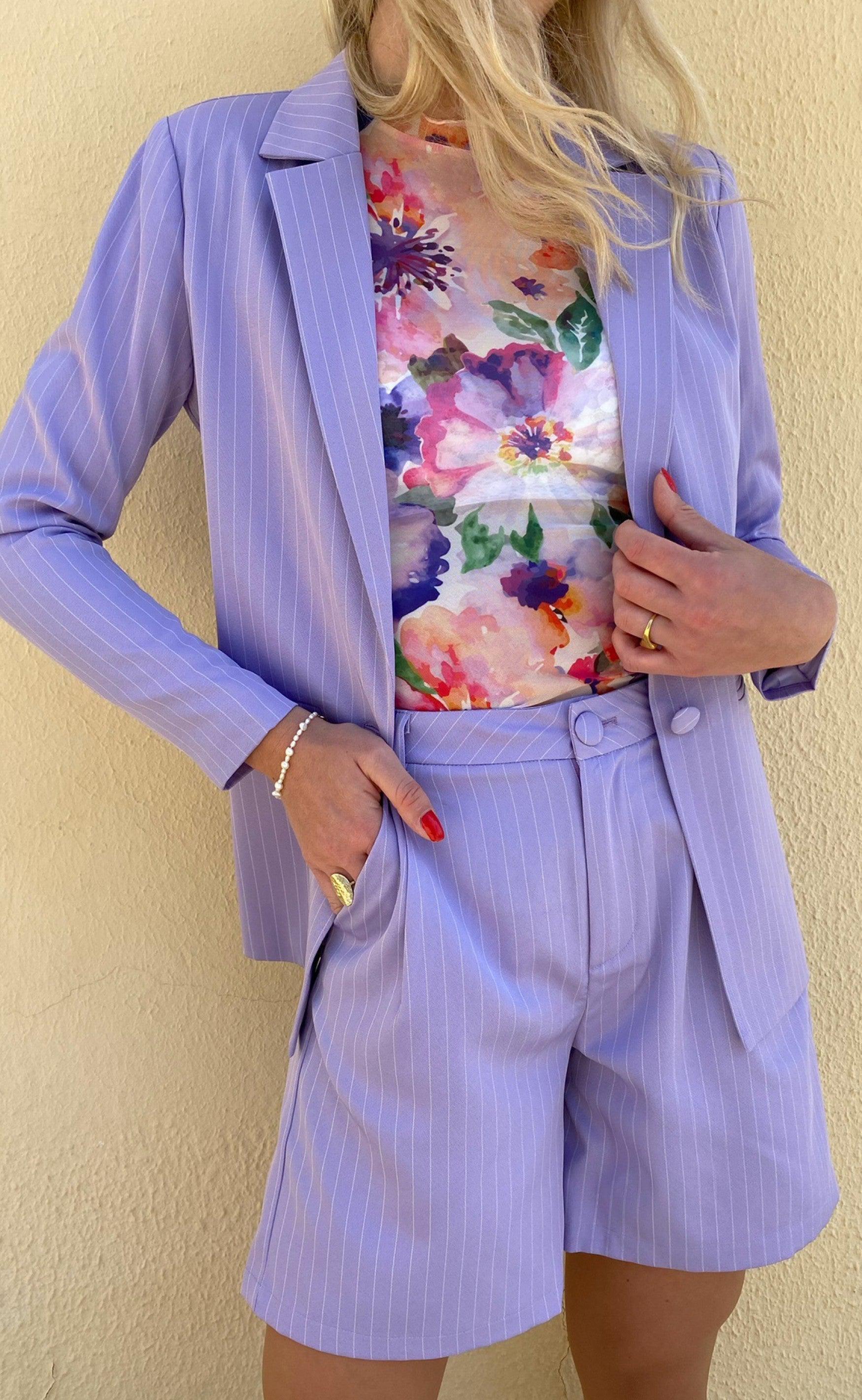 Say INA Copenhagen Blazer - Mai - Purple Pinstripe