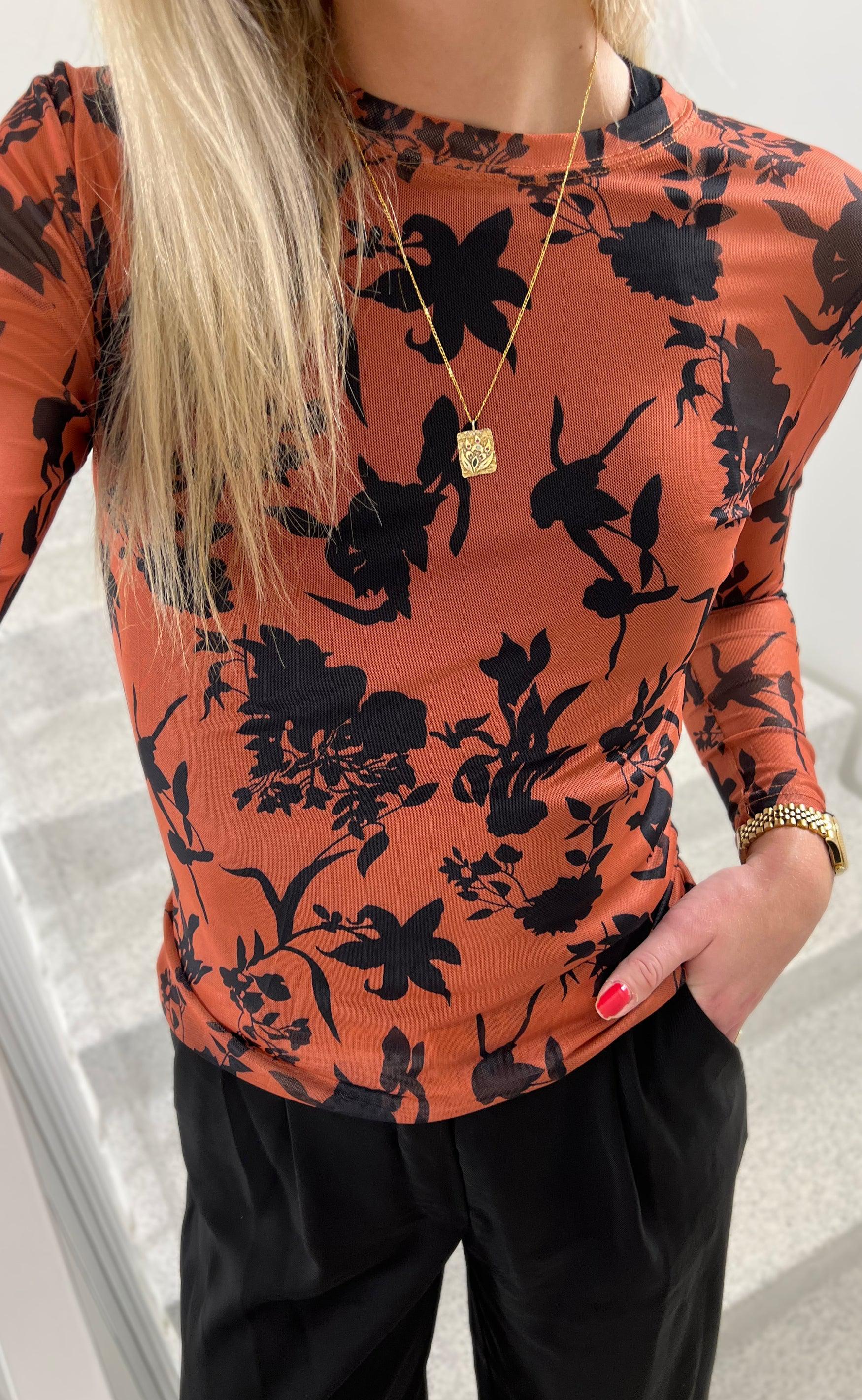Say INA Copenhagen Bluse - Claura - Brown Leaf