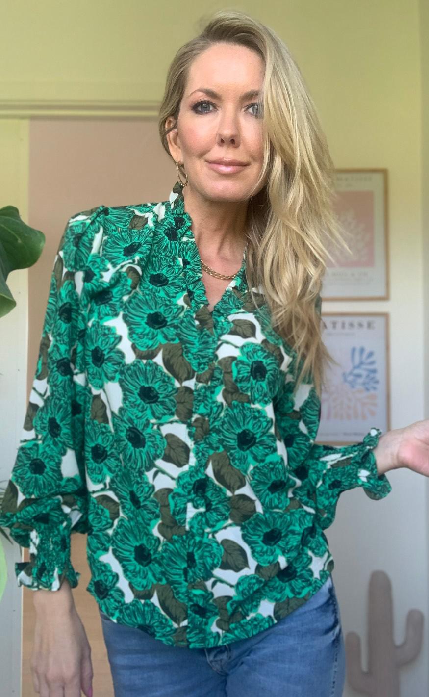 Say INA Copenhagen Bluse - Mali - Green Flower