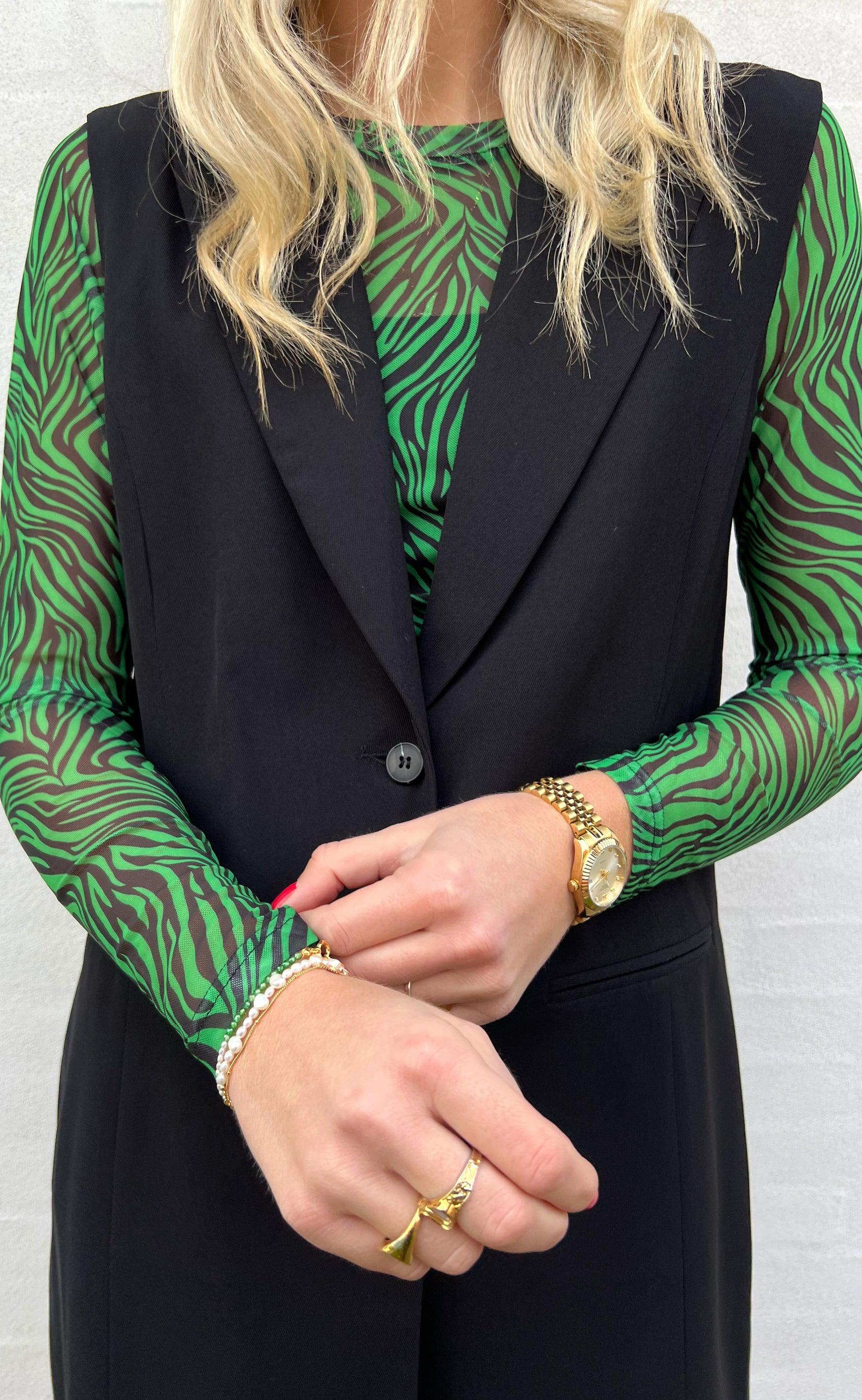 Say INA Copenhagen Bluse - Sofia - Green Zebra