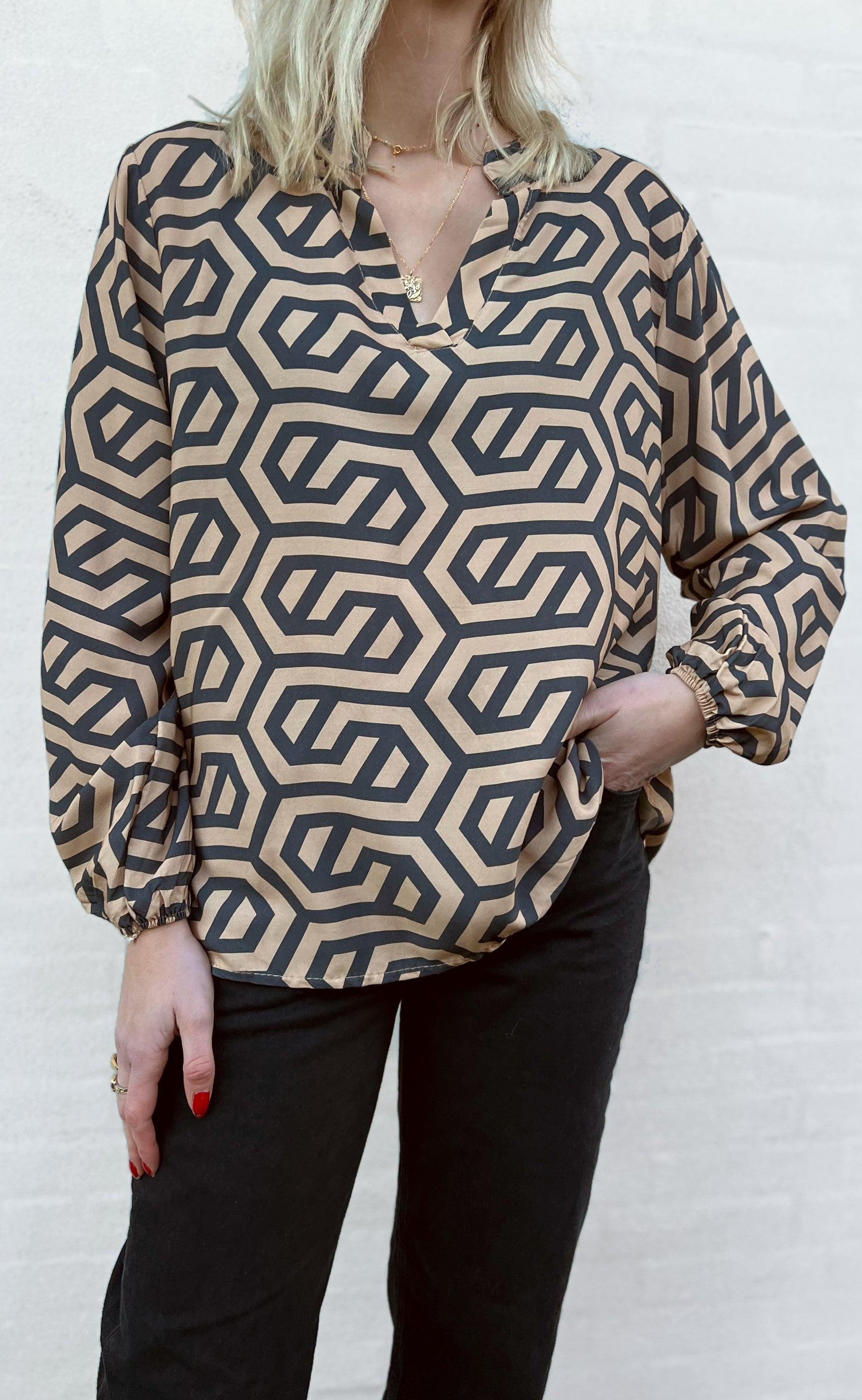 Say INA Copenhagen Bluse - Vera - Brown/Black Lines