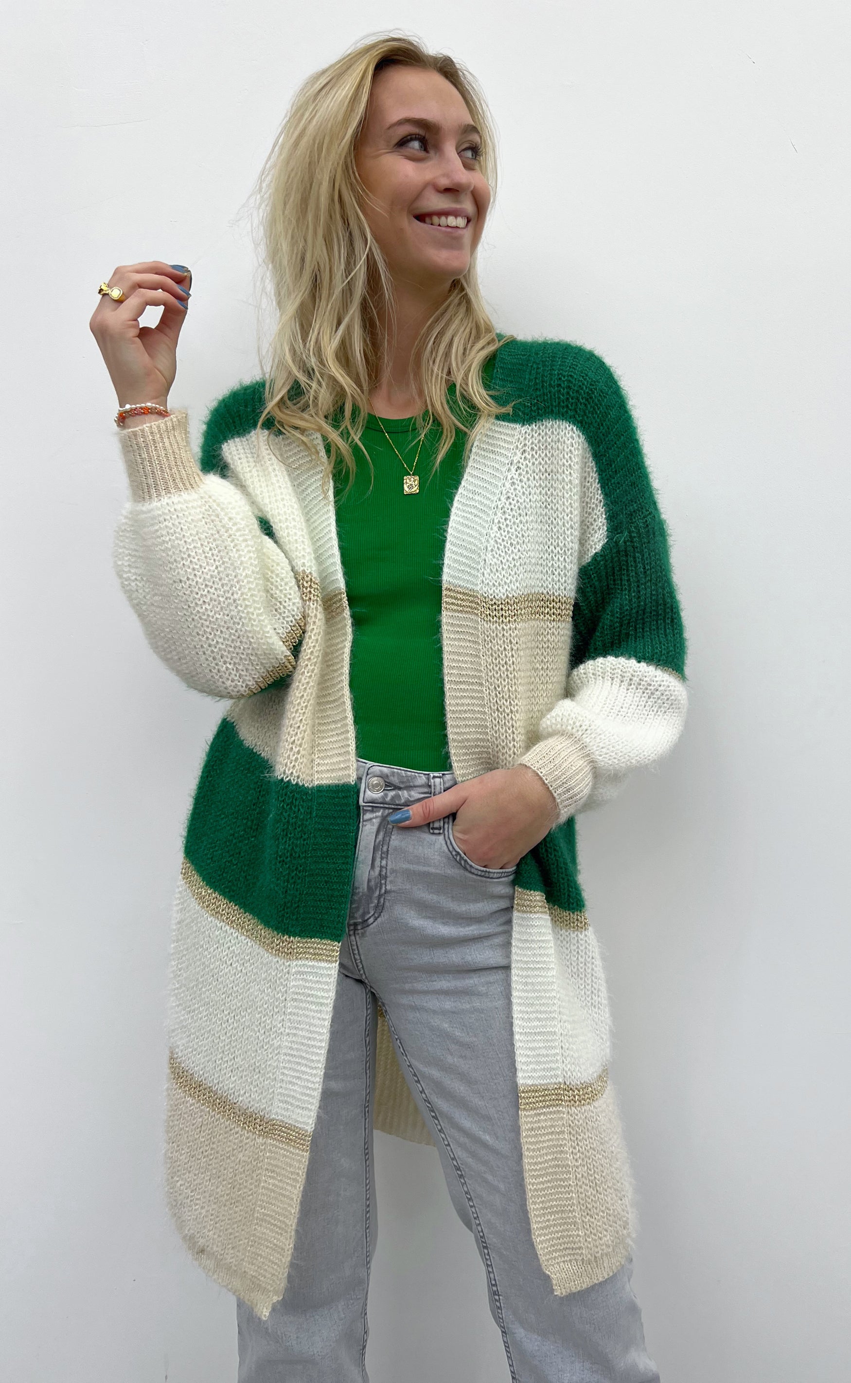 Say INA Copenhagen Cardigan - Merle - Green Stripes