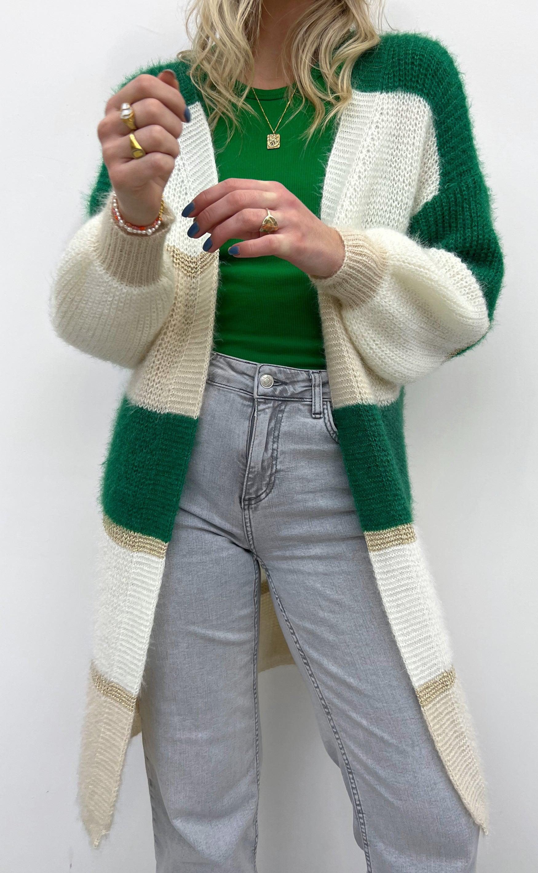 Say INA Copenhagen Cardigan - Merle - Green Stripes