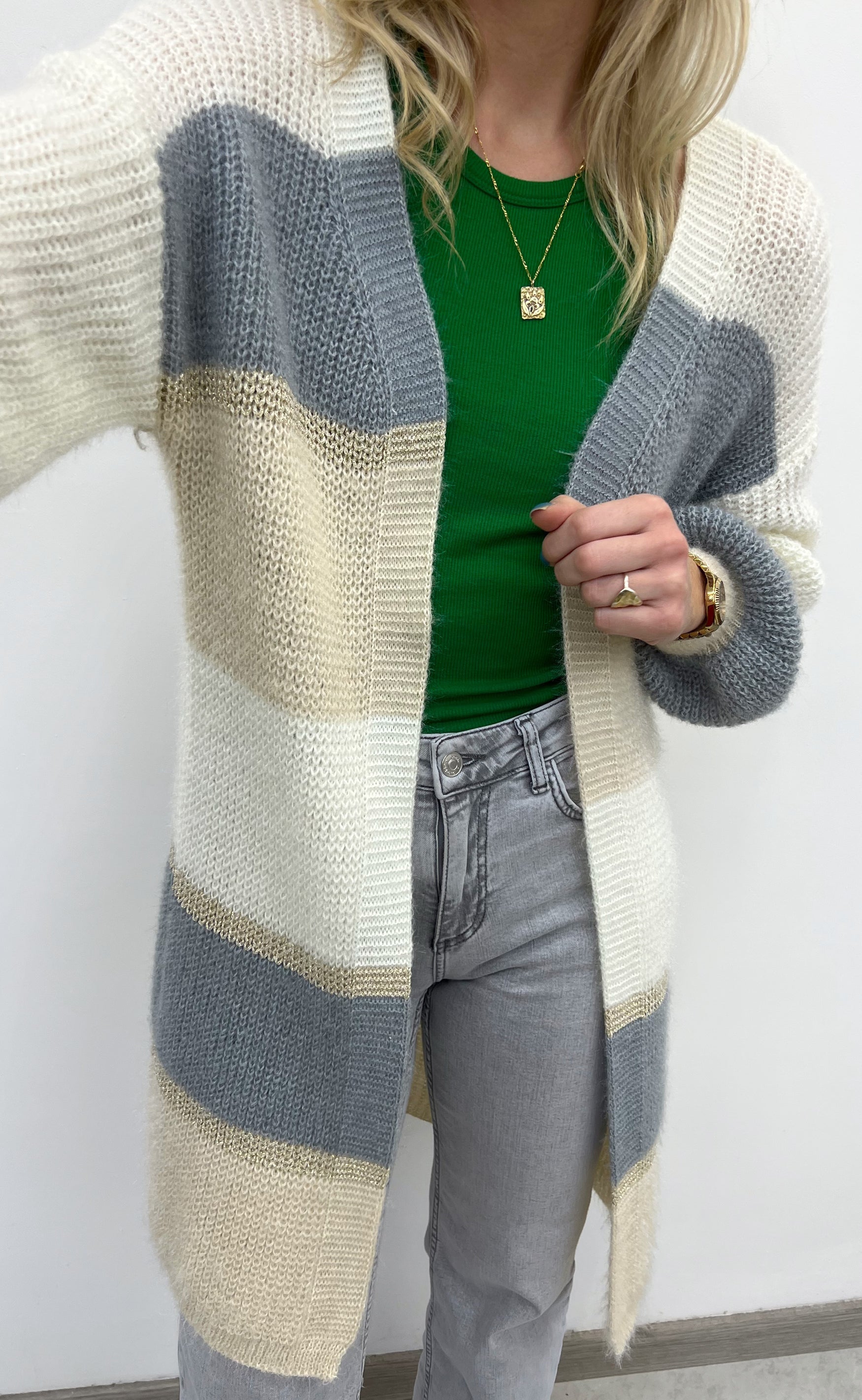 Say INA Copenhagen Cardigan - Merle - Grey Stripes