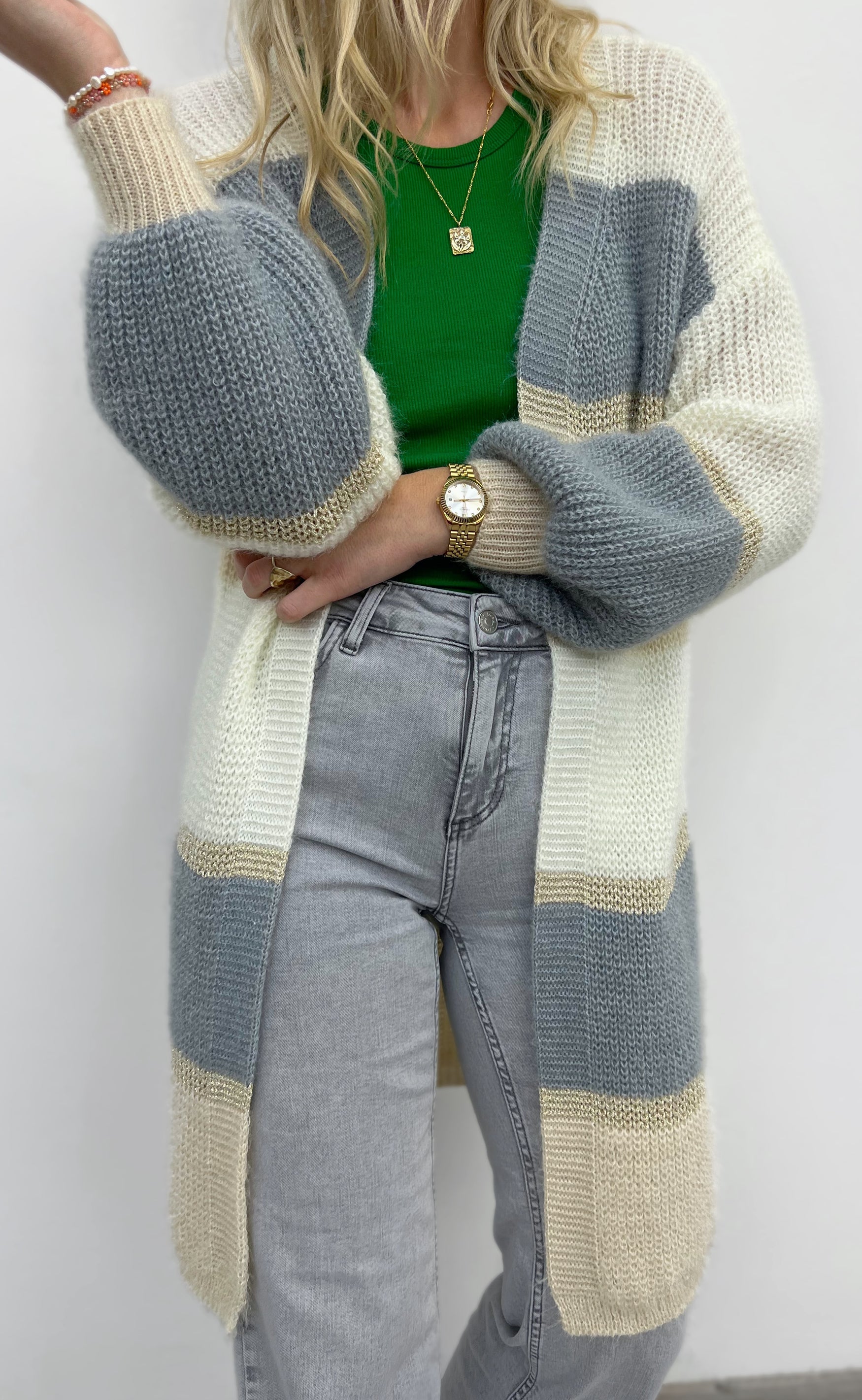 Say INA Copenhagen Cardigan - Merle - Grey Stripes
