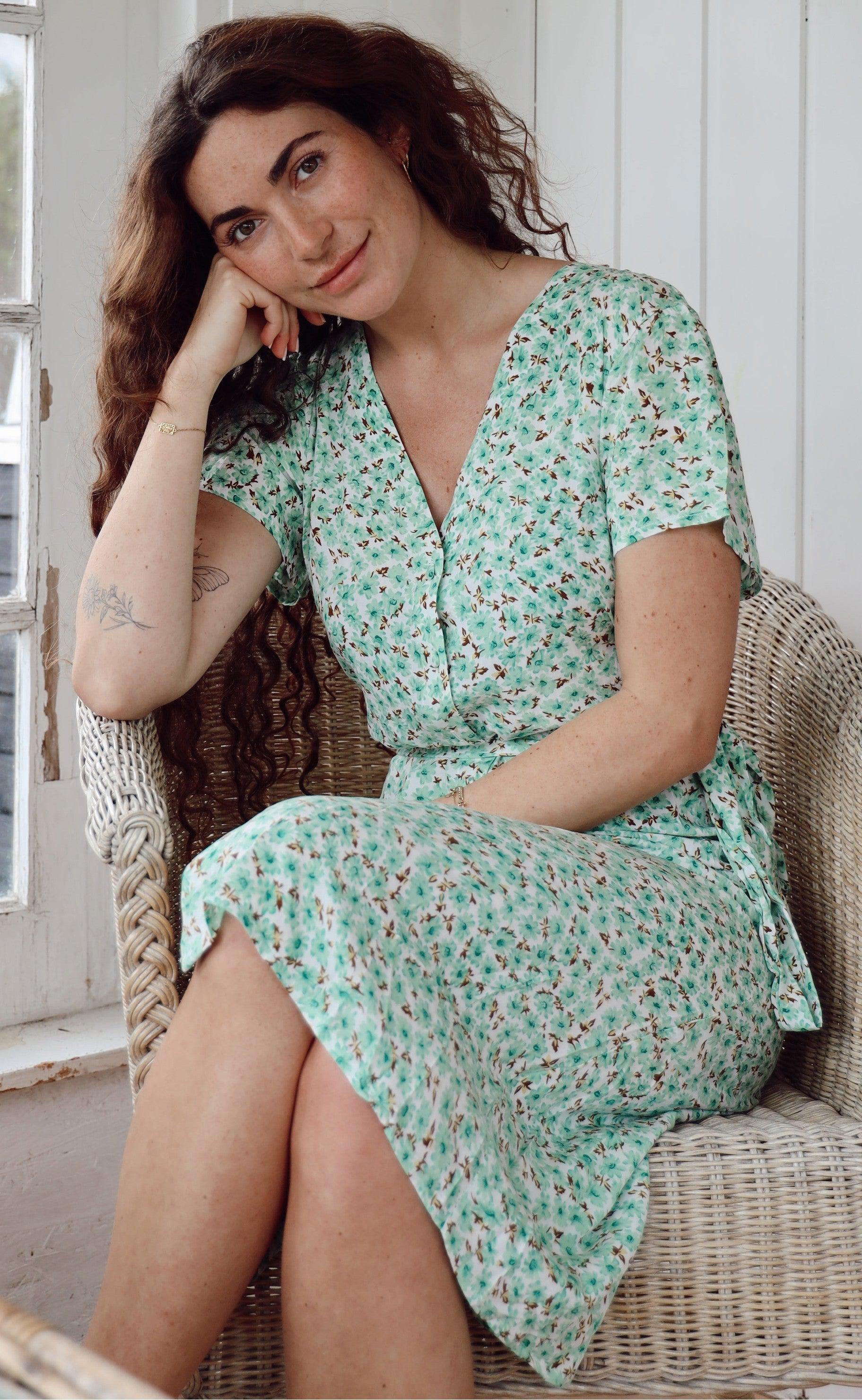 Say INA Copenhagen Kjole - Astrid - Mint Green Flower