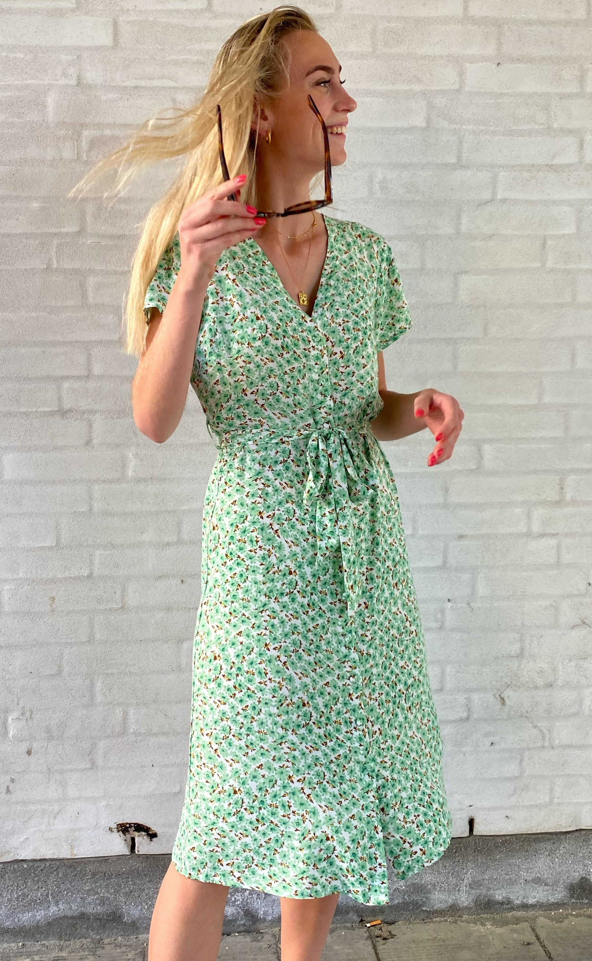 Say INA Copenhagen Kjole - Astrid - Mint Green Flower