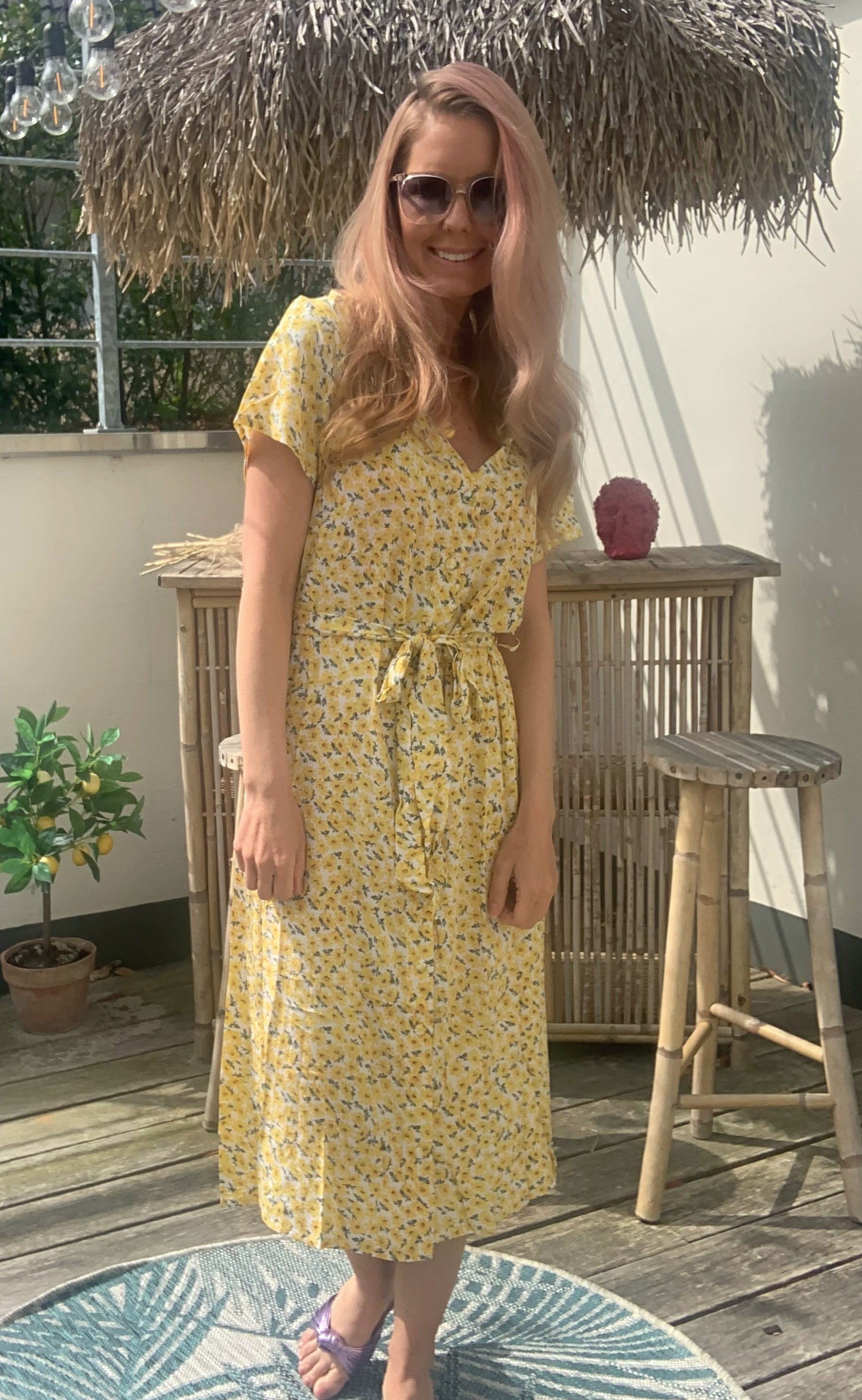 Say INA Copenhagen Kjole - Astrid - Yellow Flower