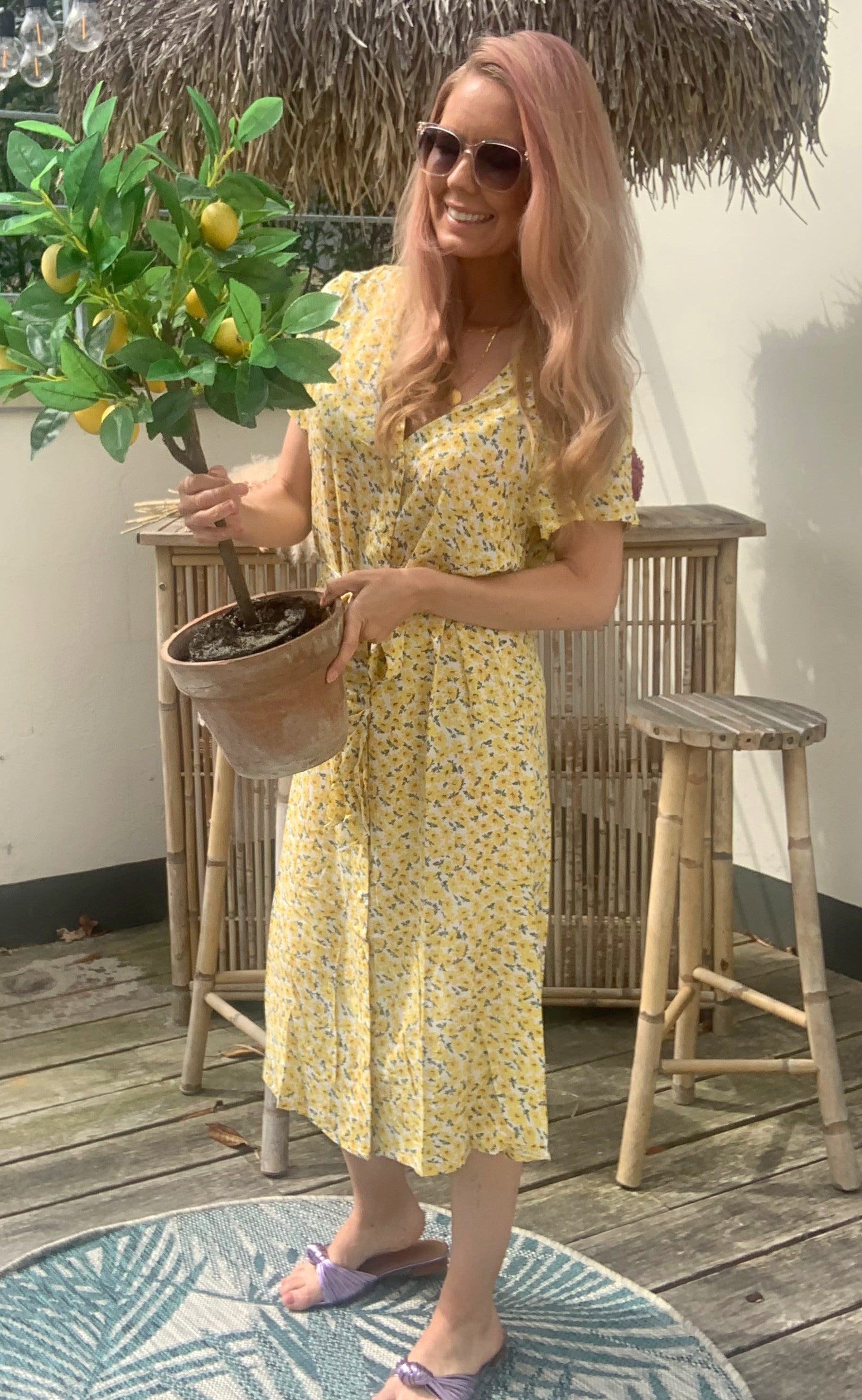 Say INA Copenhagen Kjole - Astrid - Yellow Flower