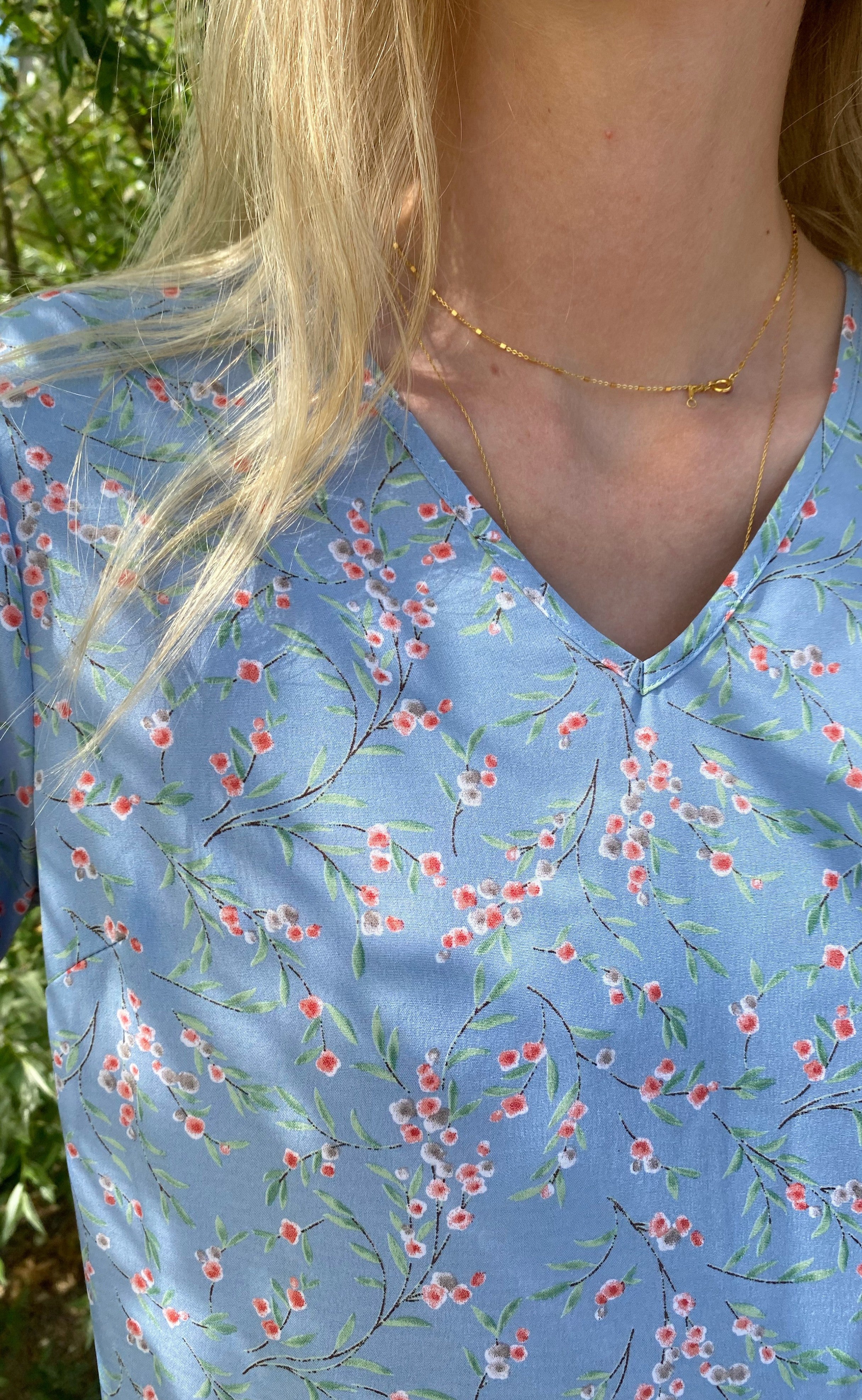 Say INA Copenhagen Kjole - Camille - Blue / Rose Flower