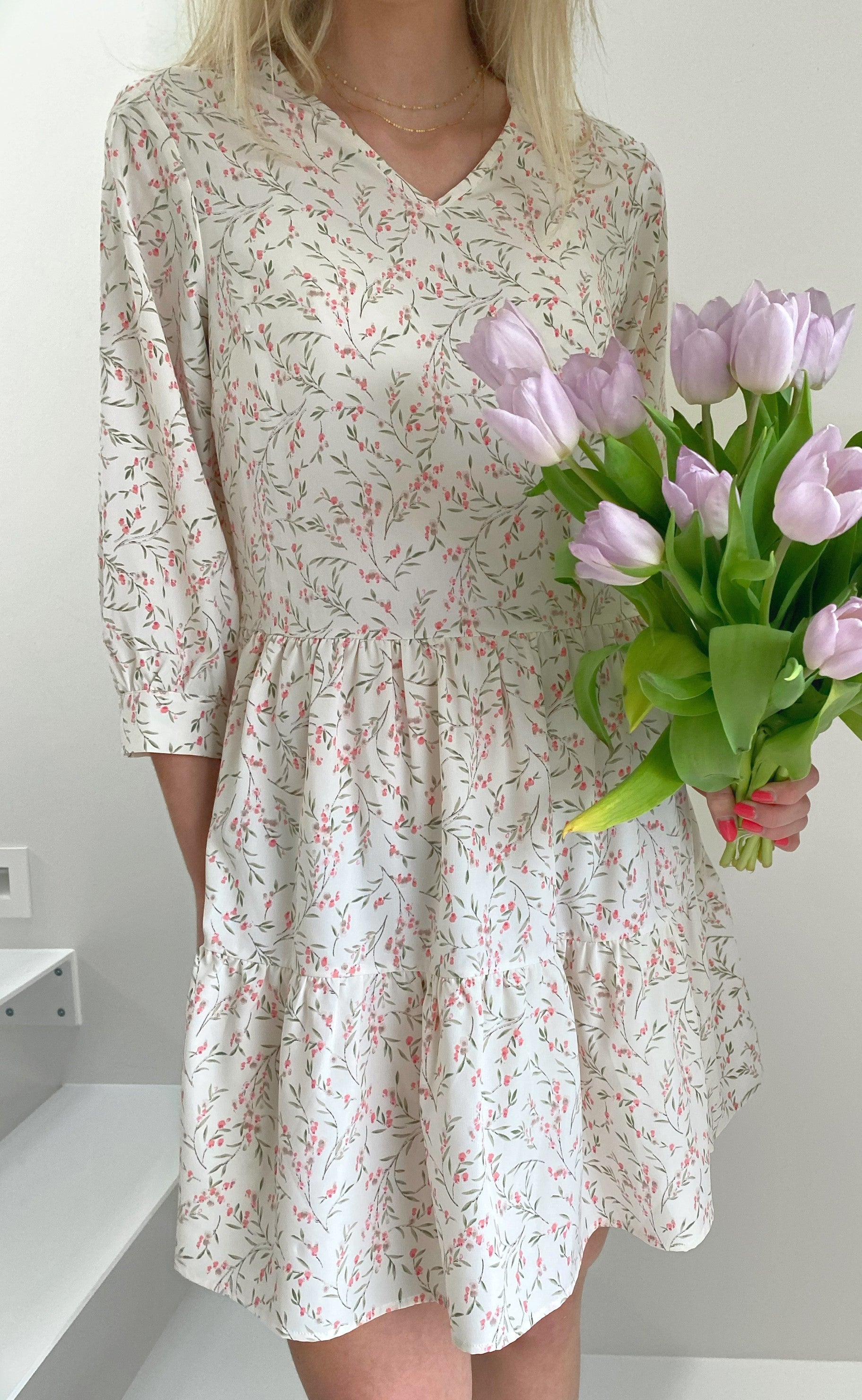 Say INA Copenhagen Kjole - Camille - White / Rose Flower