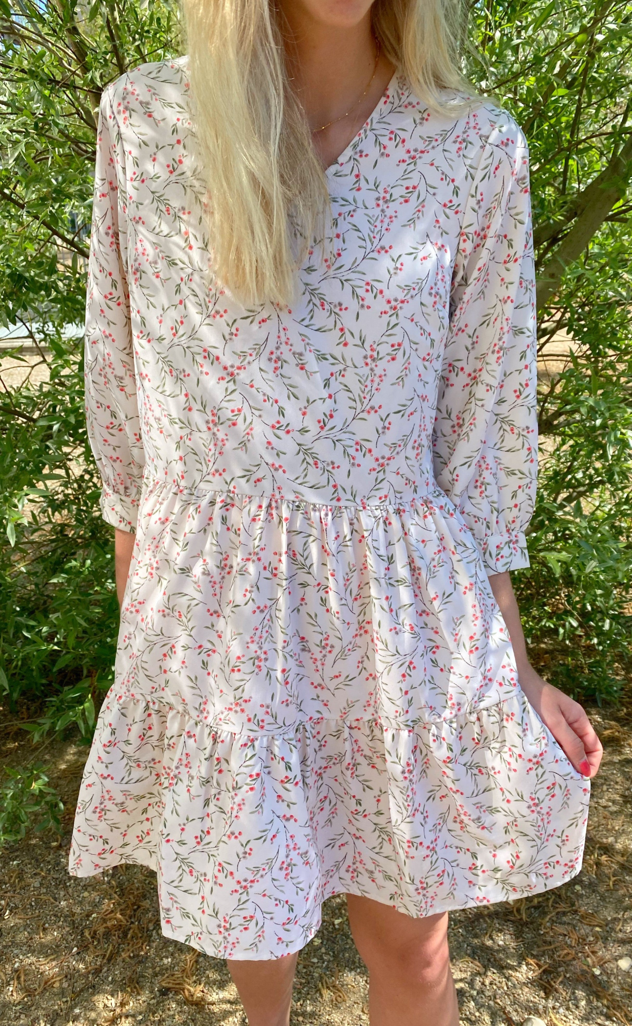 Say INA Copenhagen Kjole - Camille - White / Rose Flower
