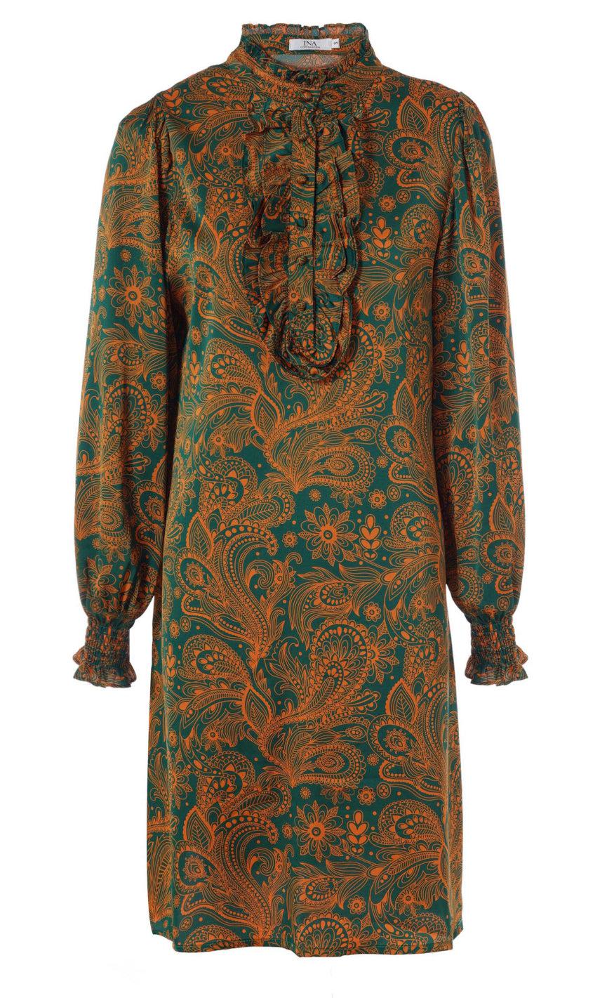 Say INA Copenhagen Kjole - Cilla - Green/Orange