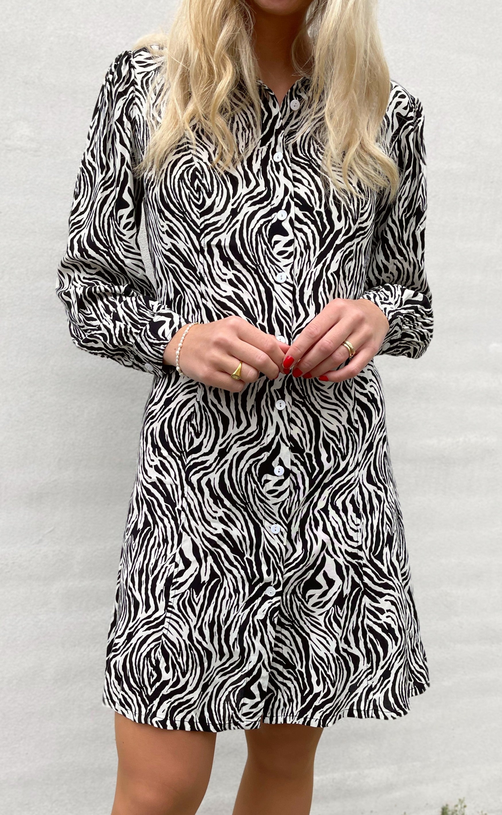 Say INA Copenhagen Kjole - Emma - White / Black Zebra