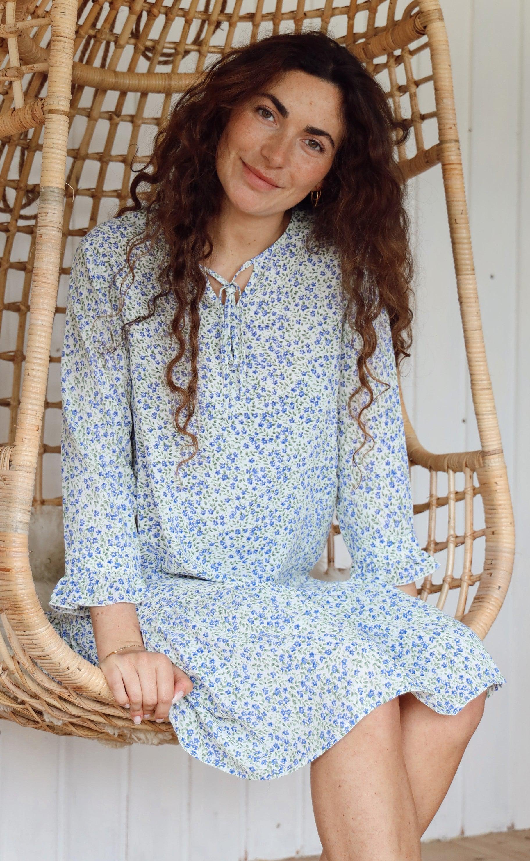 Say INA Copenhagen Kjole - Freja - Blue Flower