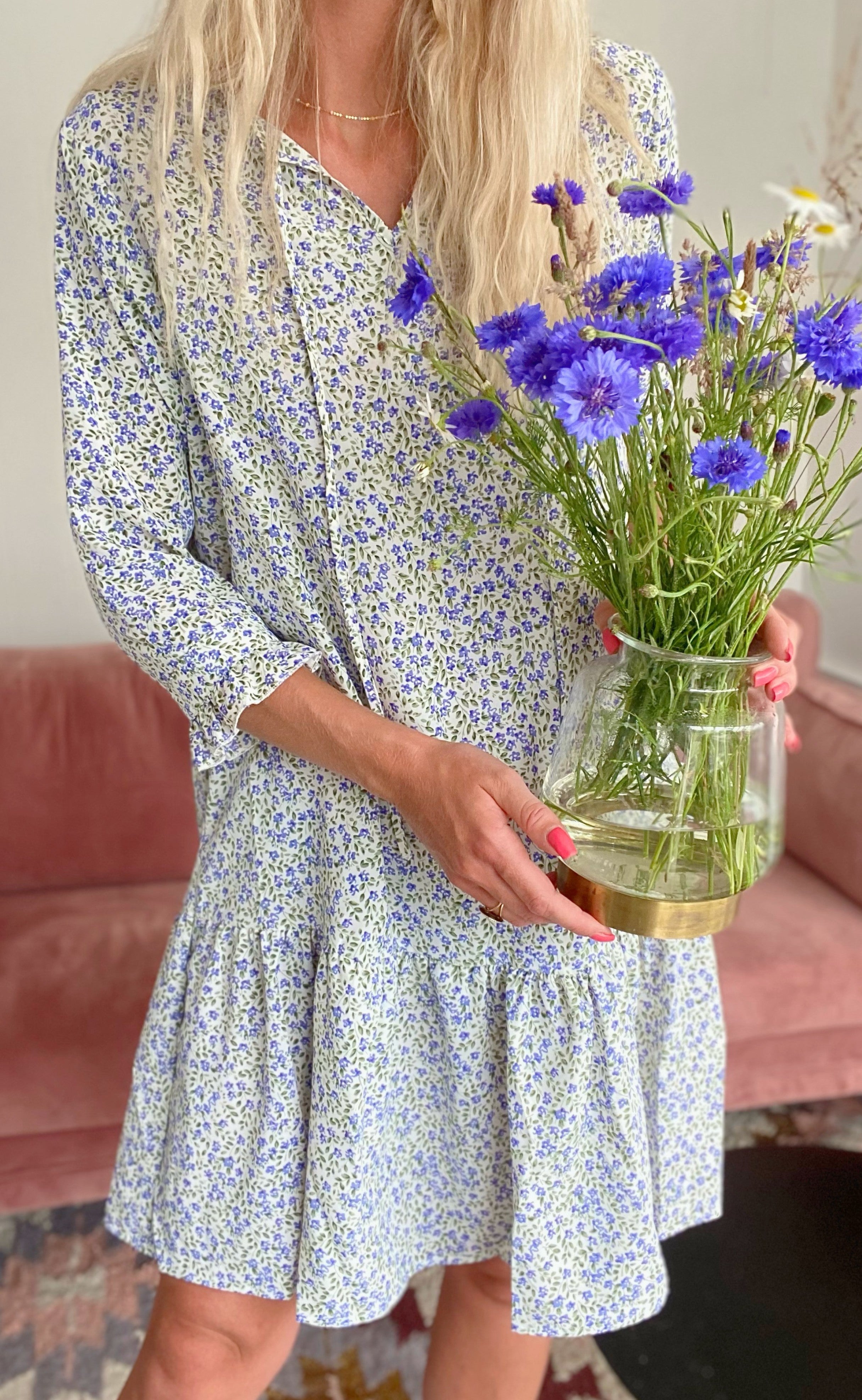 Say INA Copenhagen Kjole - Freja - Blue Flower