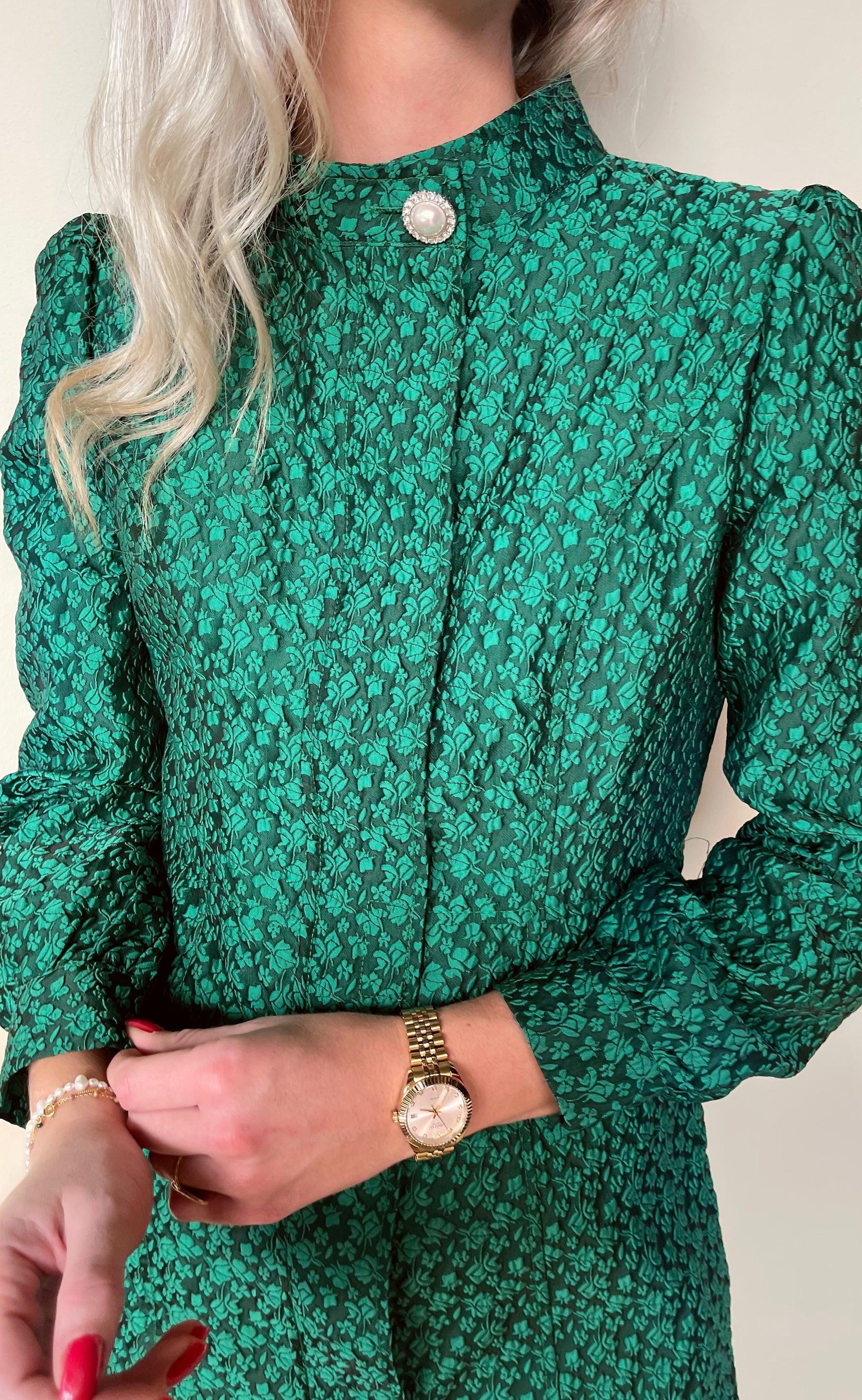 Say INA Copenhagen Kjole - Ines - Green Flower