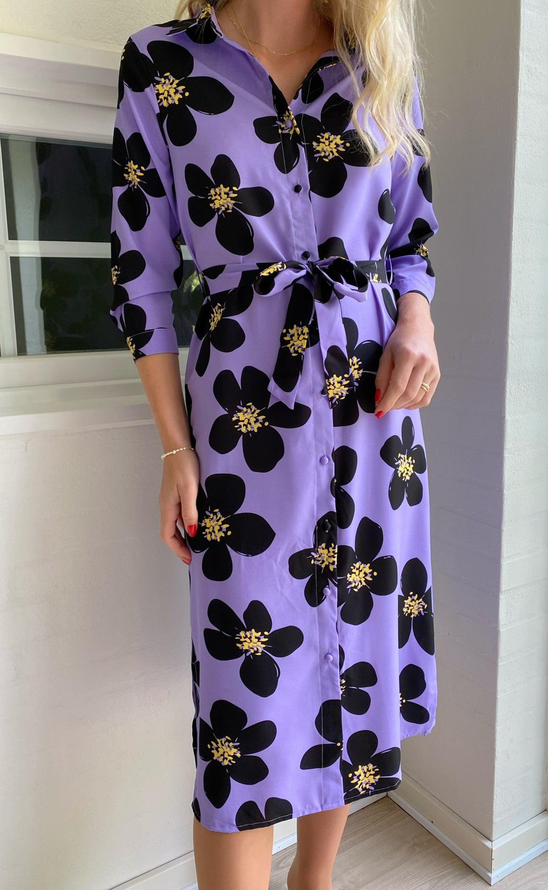 Say INA Copenhagen Kjole - Isabella - Purple/Black Flower