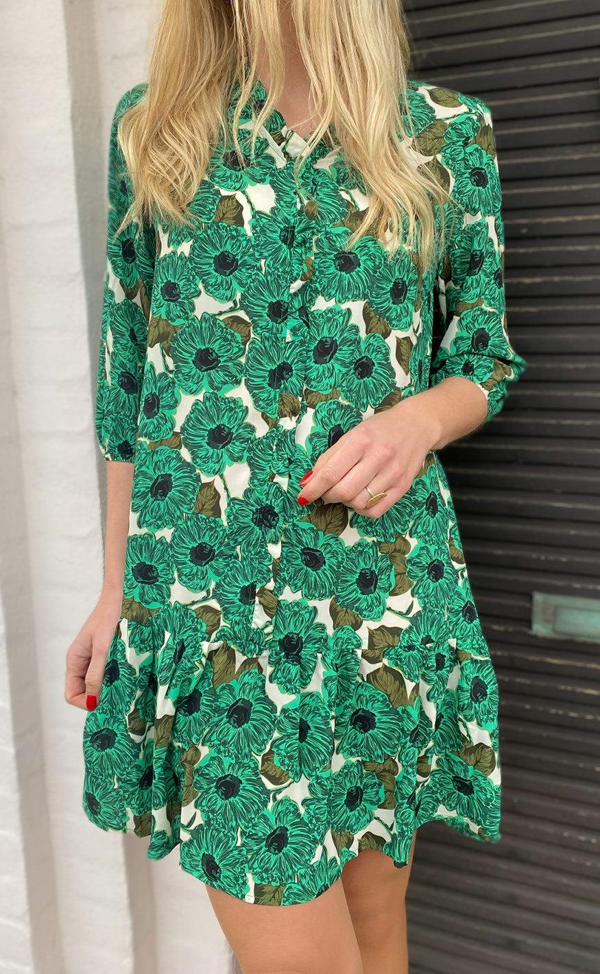 Say INA Copenhagen Kjole - Mali - Green Flower