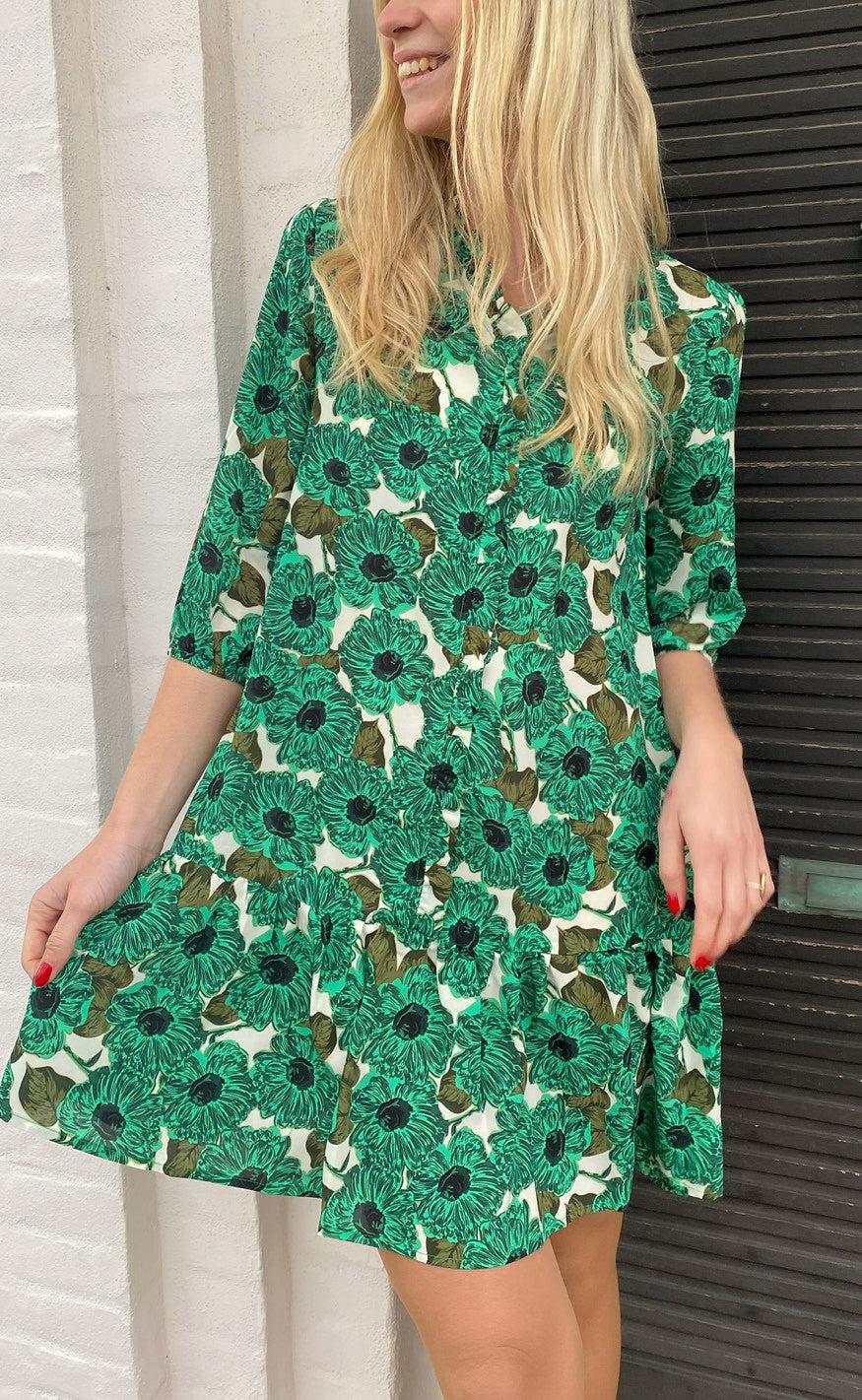 Say INA Copenhagen Kjole - Mali - Green Flower