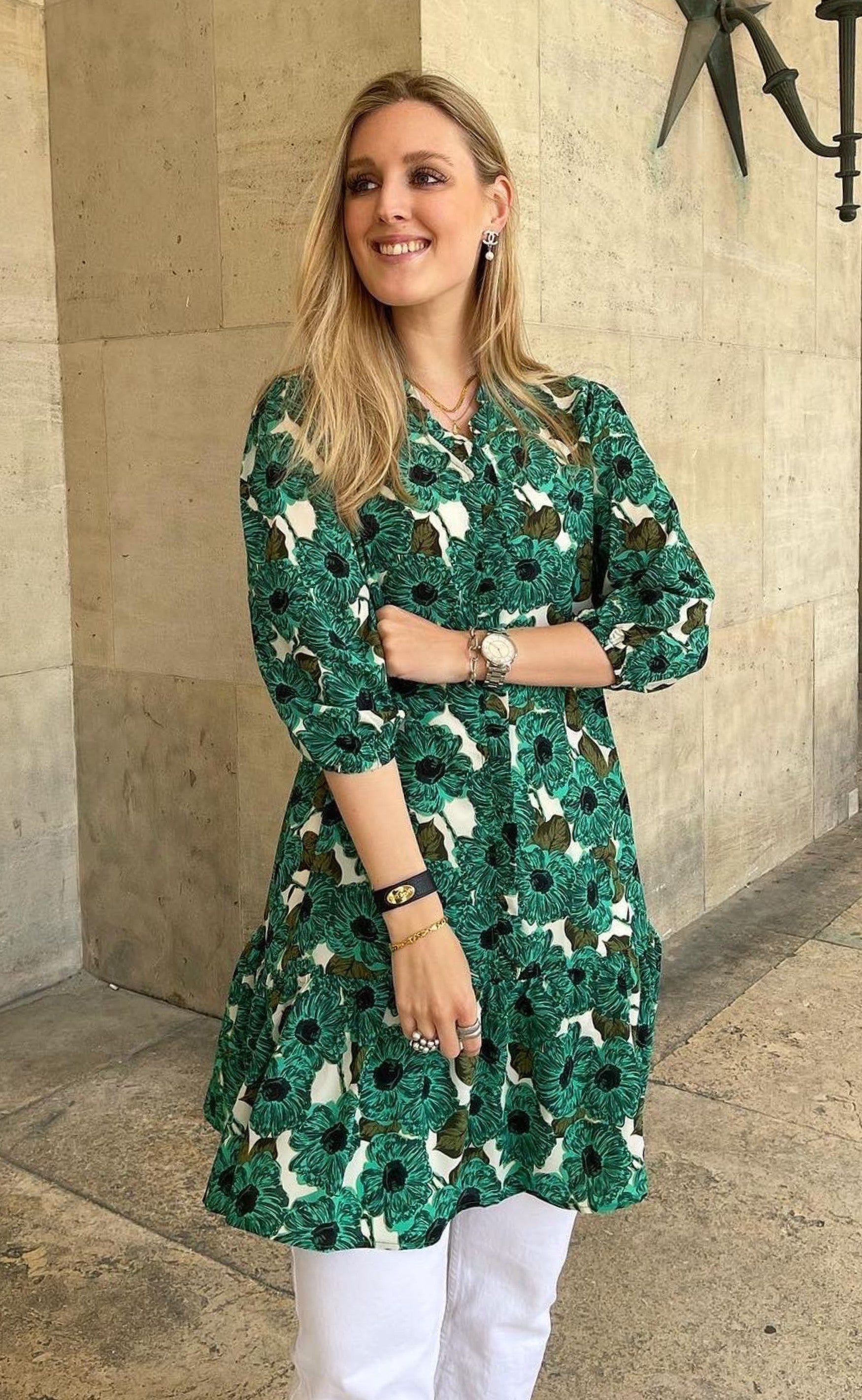 Say INA Copenhagen Kjole - Mali - Green Flower