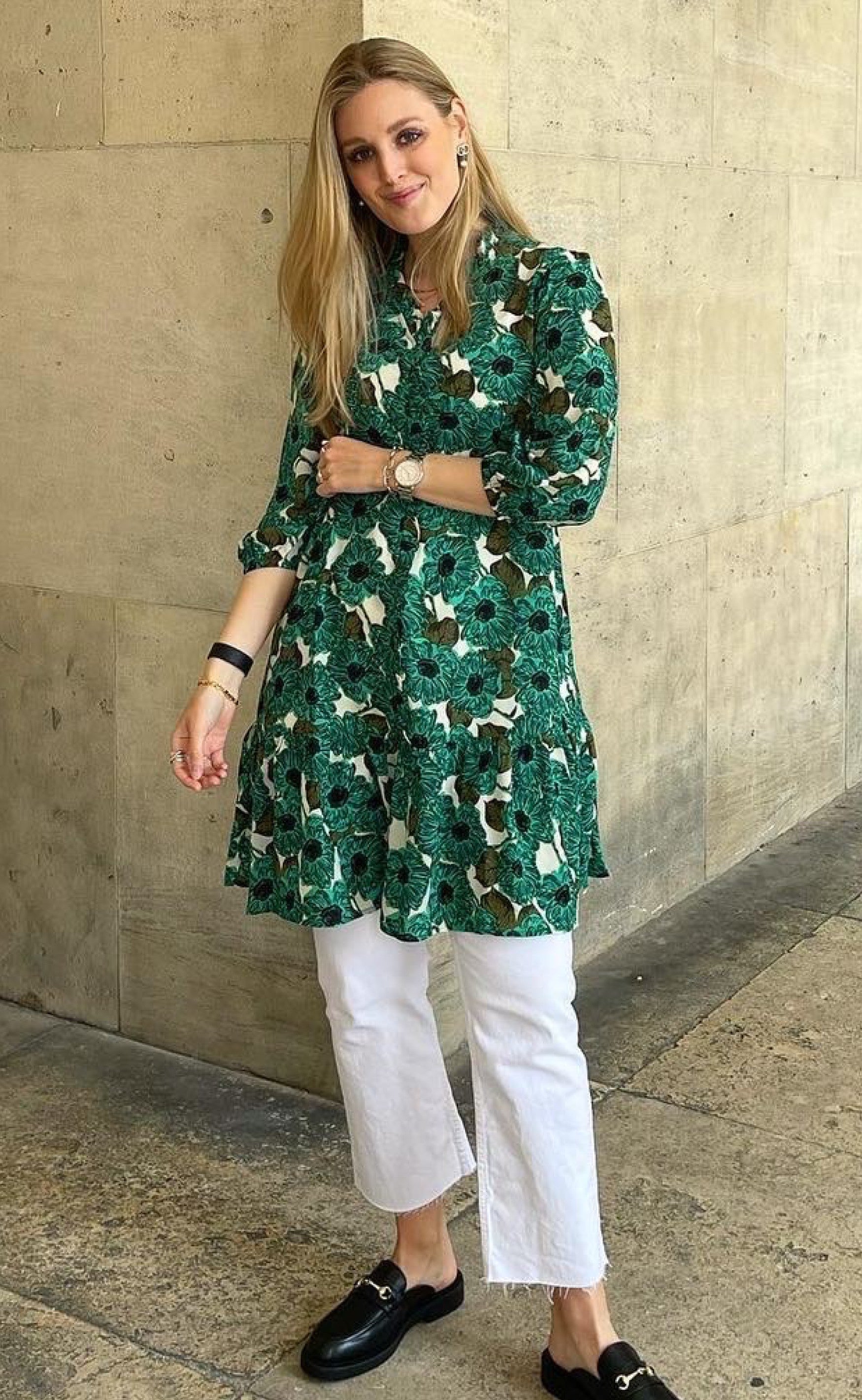 Say INA Copenhagen Kjole - Mali - Green Flower