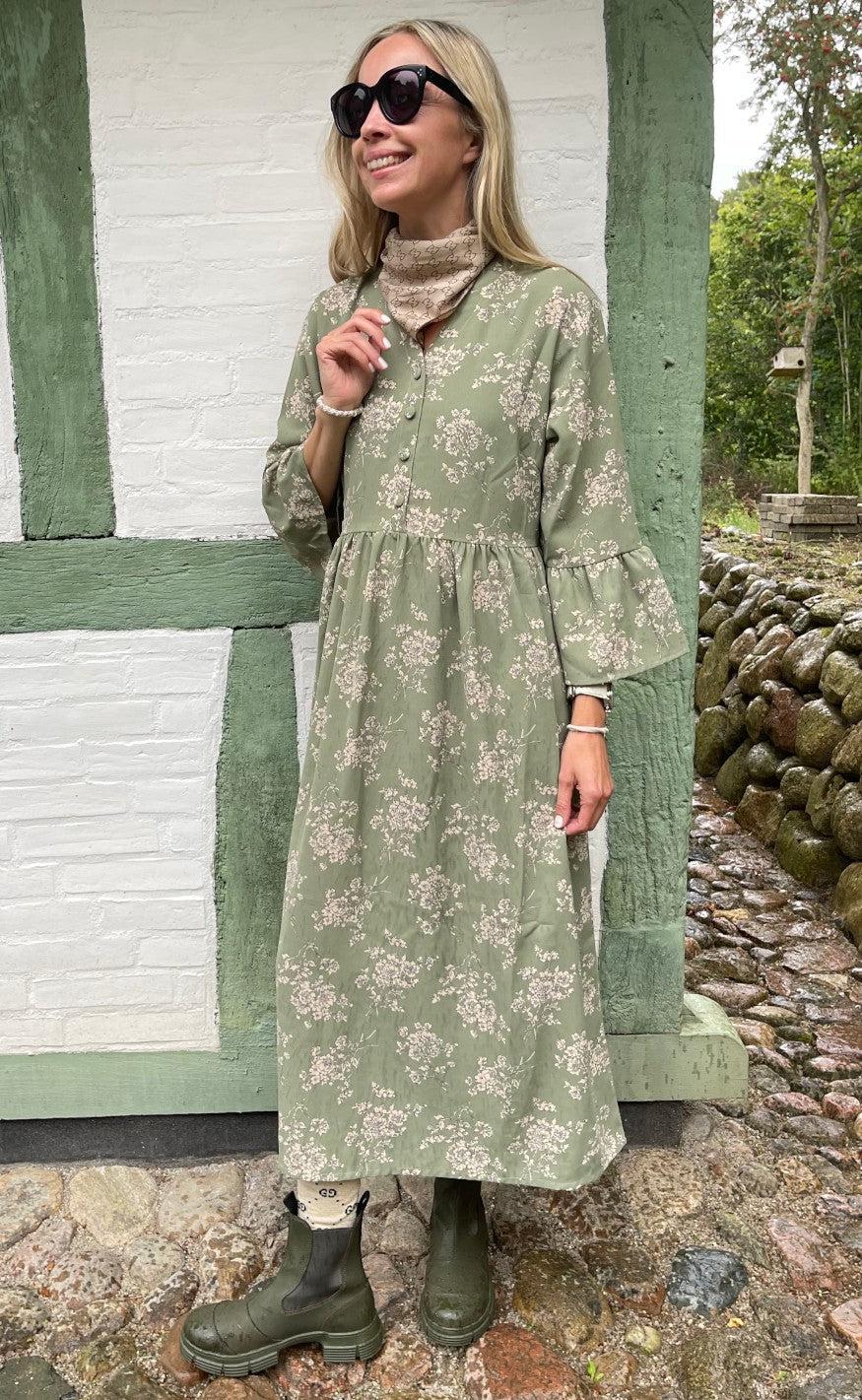 Say INA Copenhagen Kjole - Malina - Green Flower