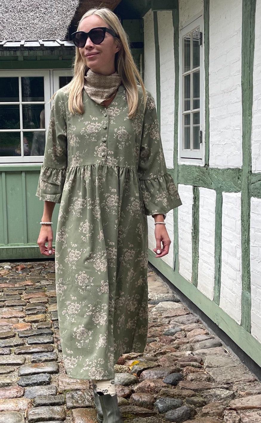 Say INA Copenhagen Kjole - Malina - Green Flower