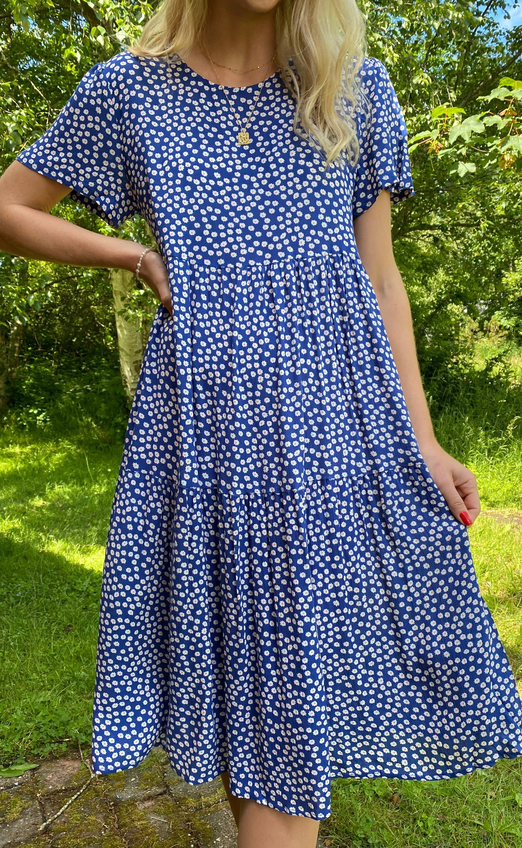 Say INA Copenhagen Kjole - Selma - Blue Flower