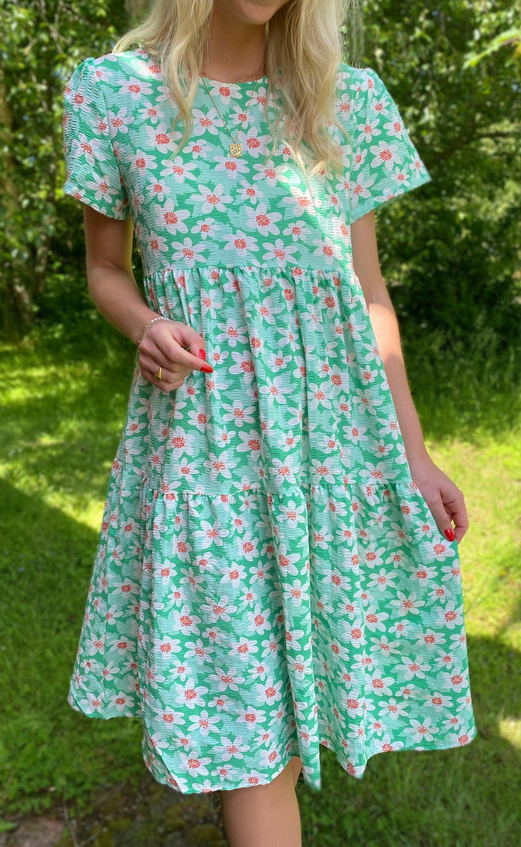 Say INA Copenhagen Kjole - Selma - Green Flower