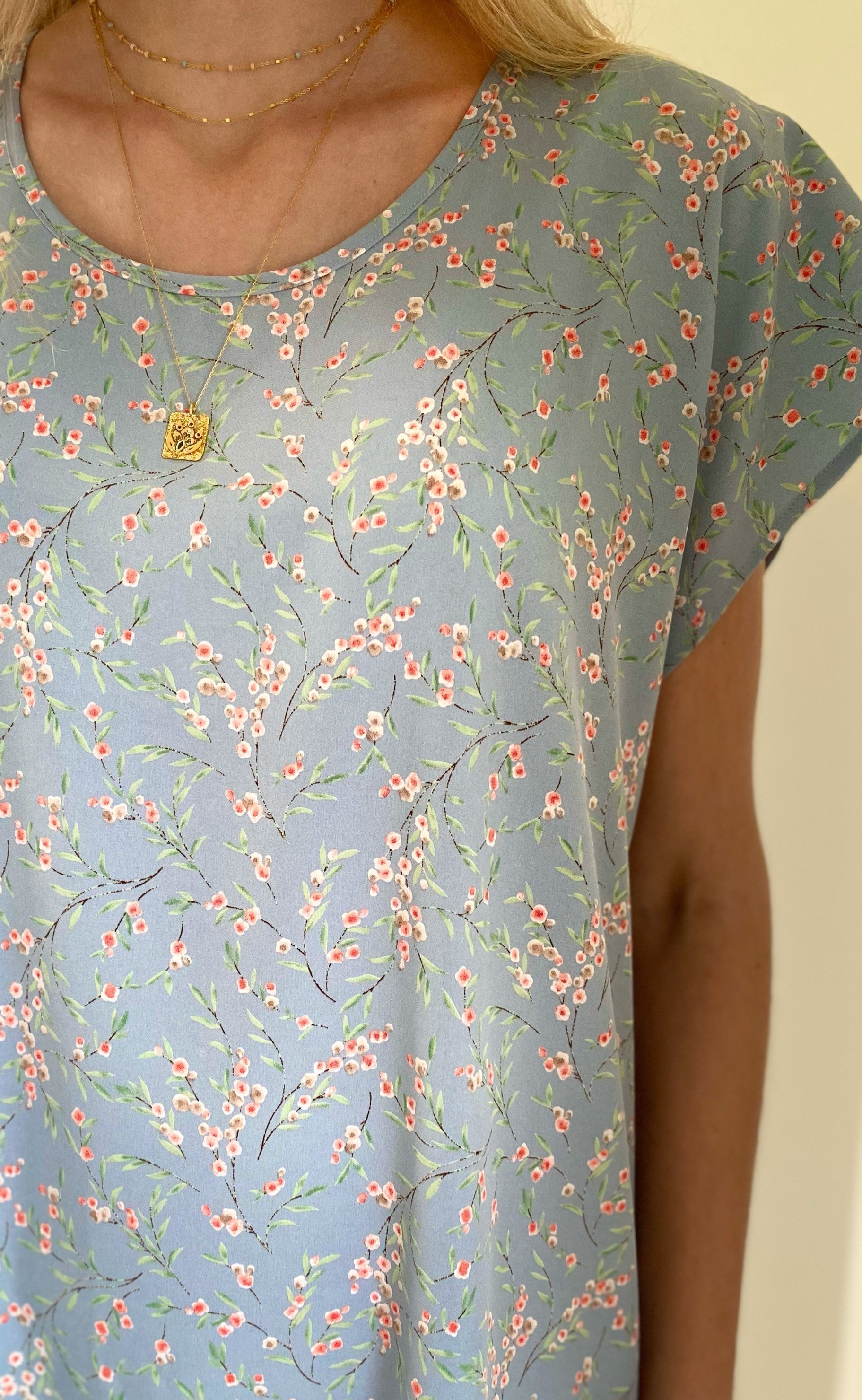Say INA Copenhagen Kjole - Tina - Blue / Rose Flower