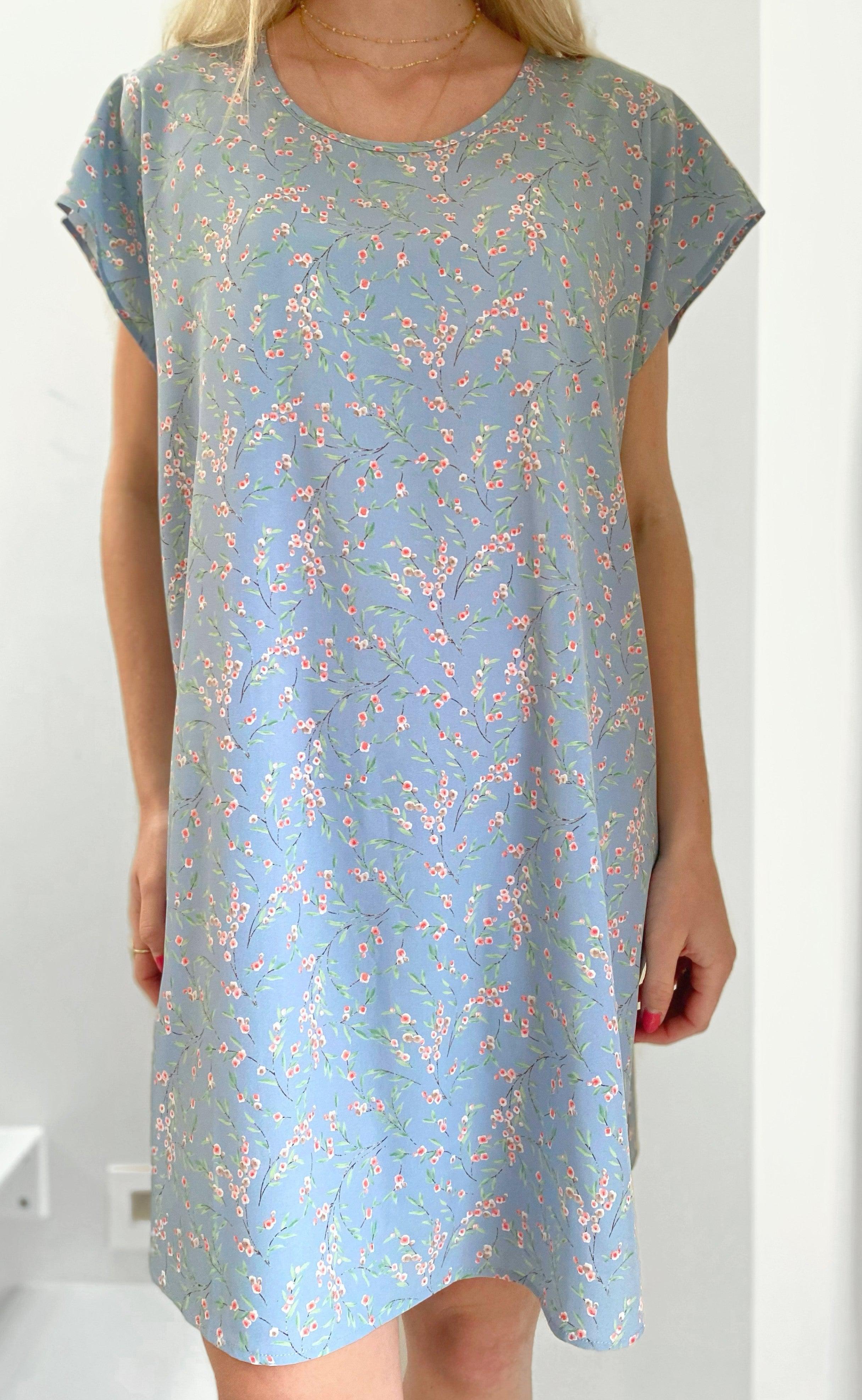 Say INA Copenhagen Kjole - Tina - Blue / Rose Flower