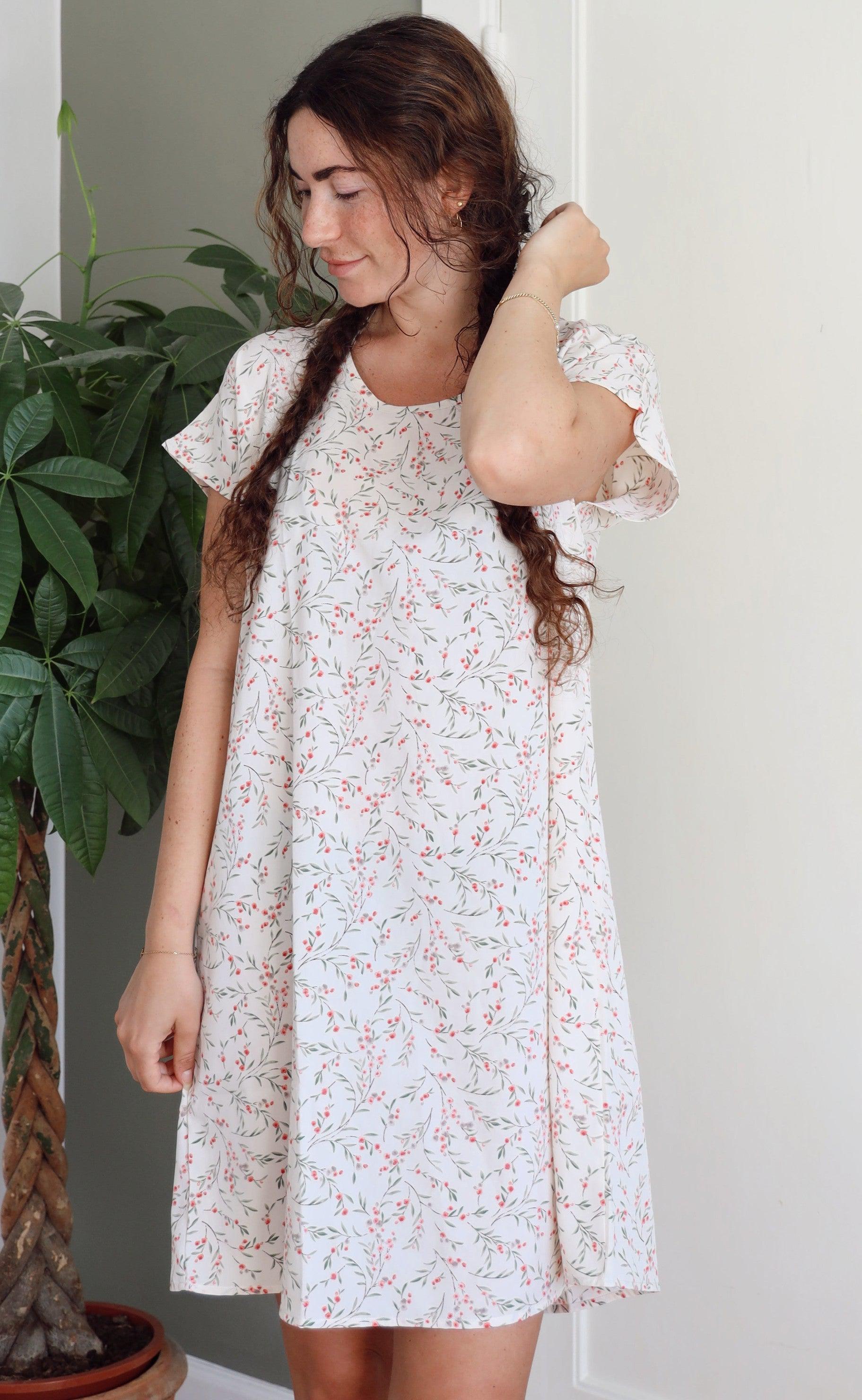 Say INA Copenhagen Kjole - Tina - White / Rose Flower