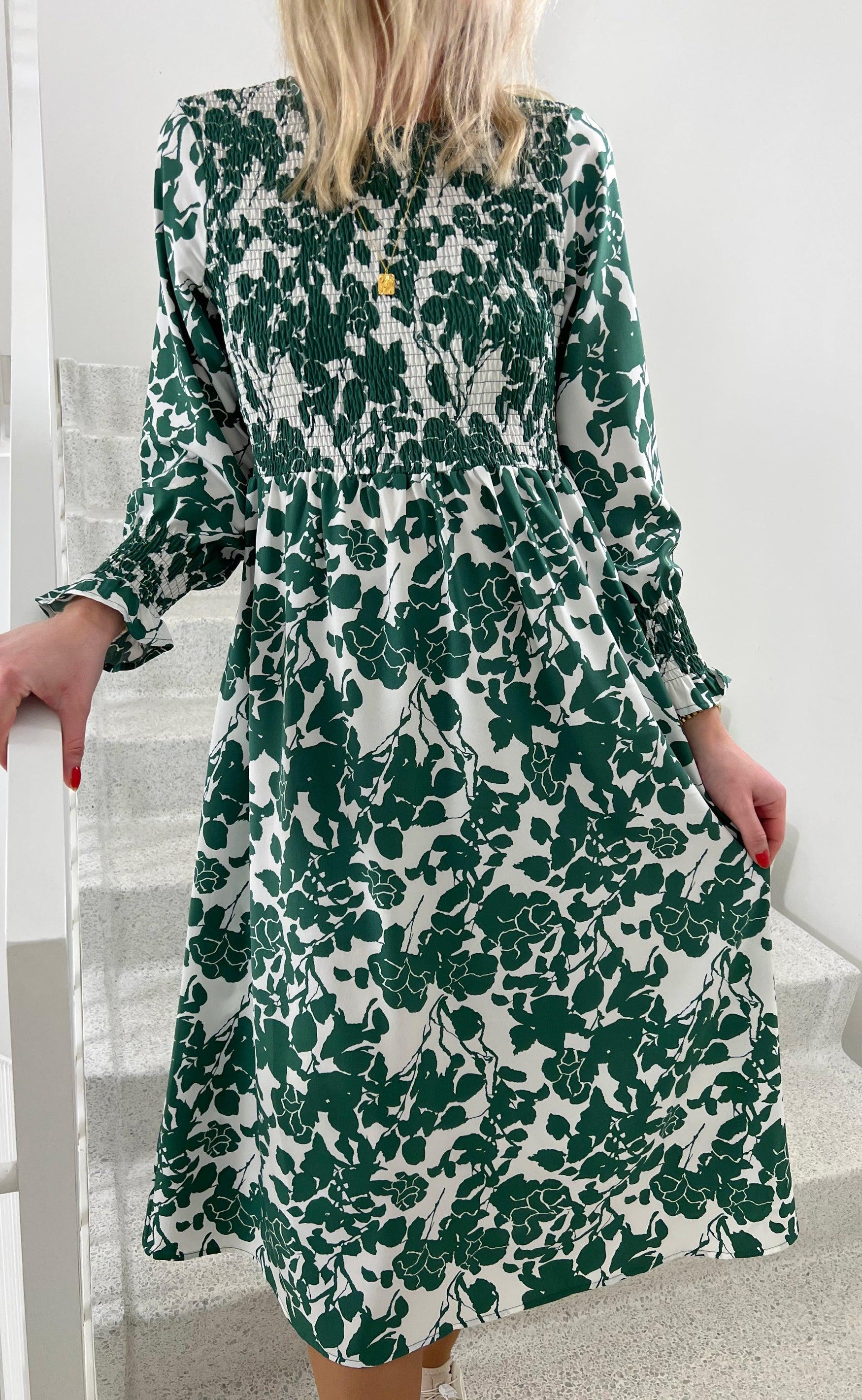 Say INA Copenhagen Kjole - Veronica - Green Flower