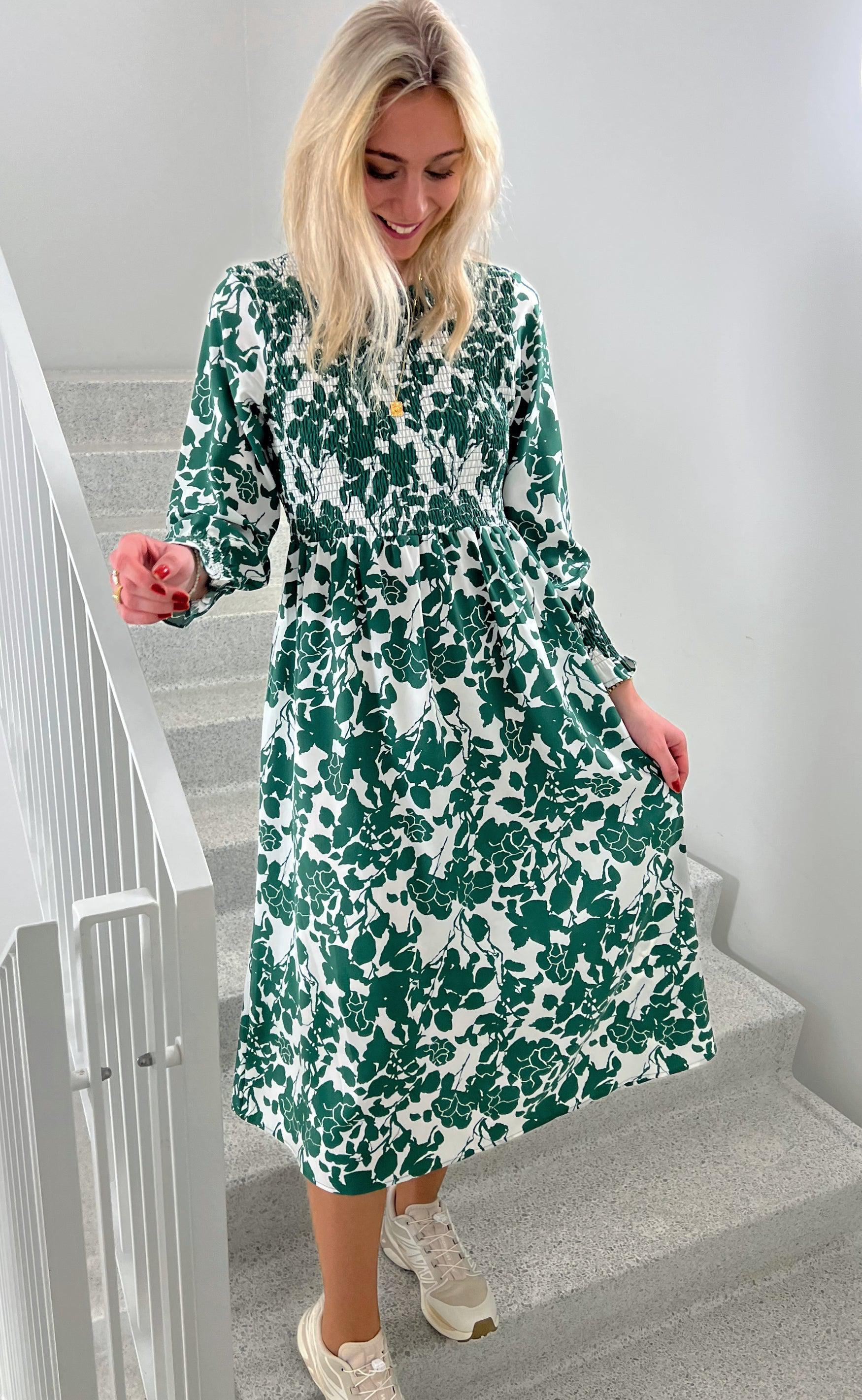 Say INA Copenhagen Kjole - Veronica - Green Flower