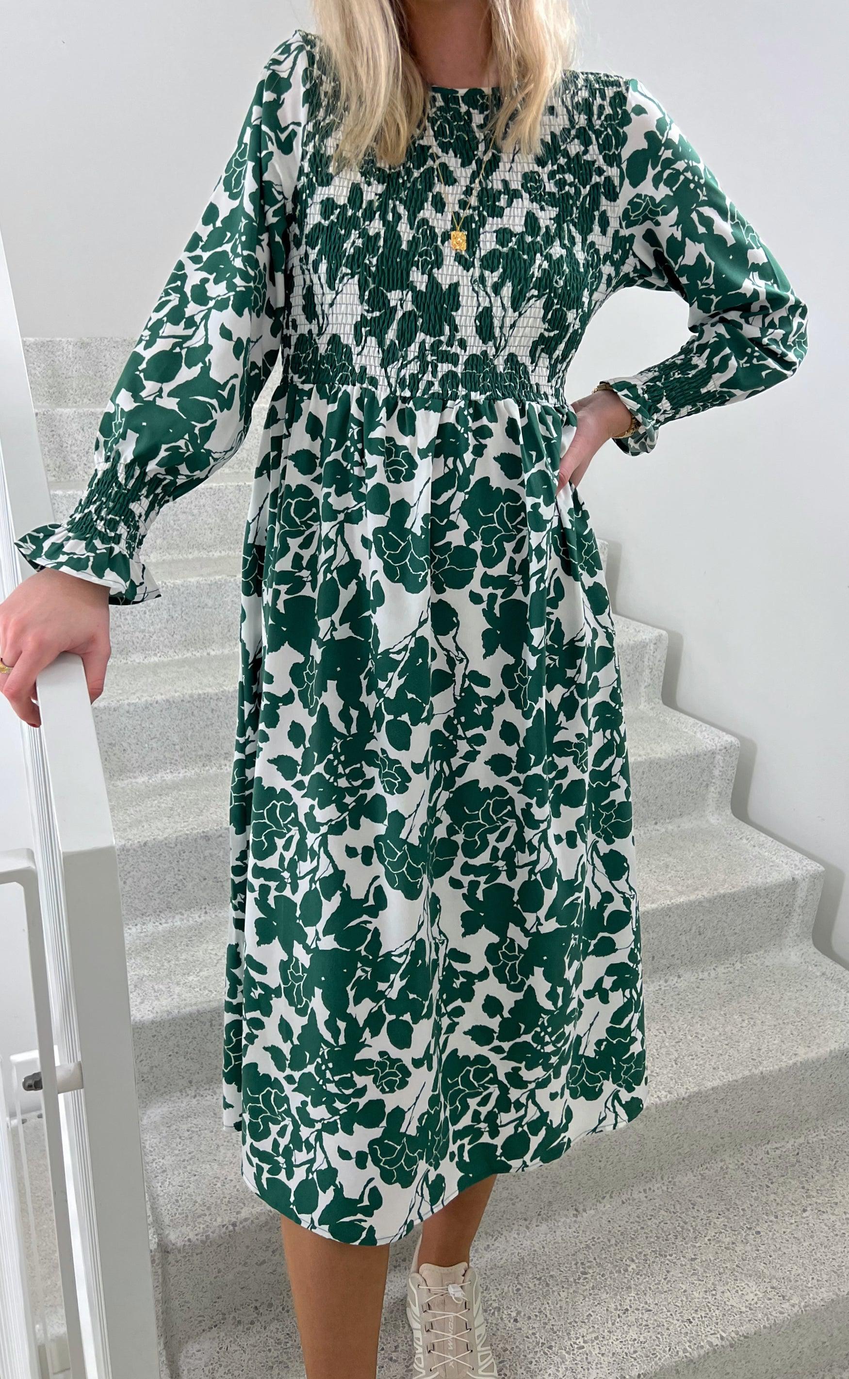 Say INA Copenhagen Kjole - Veronica - Green Flower