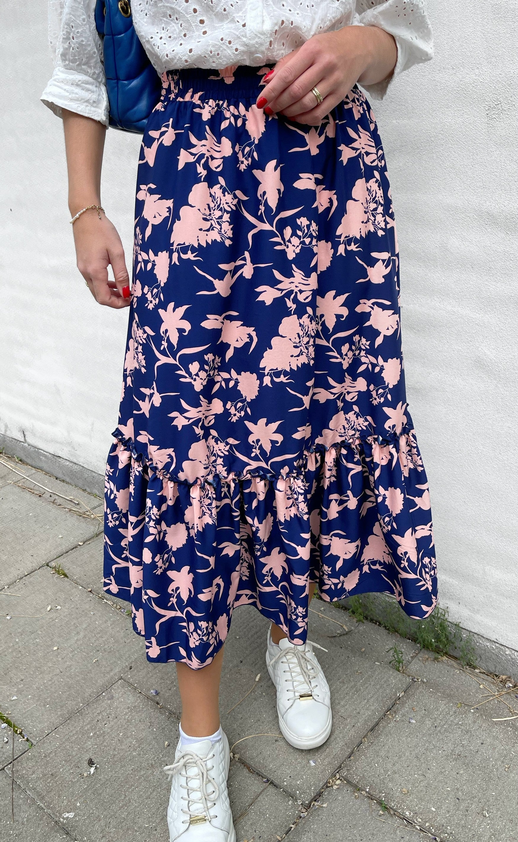 Say INA Copenhagen Nederdel - Hanna - Navy / Rose Flower