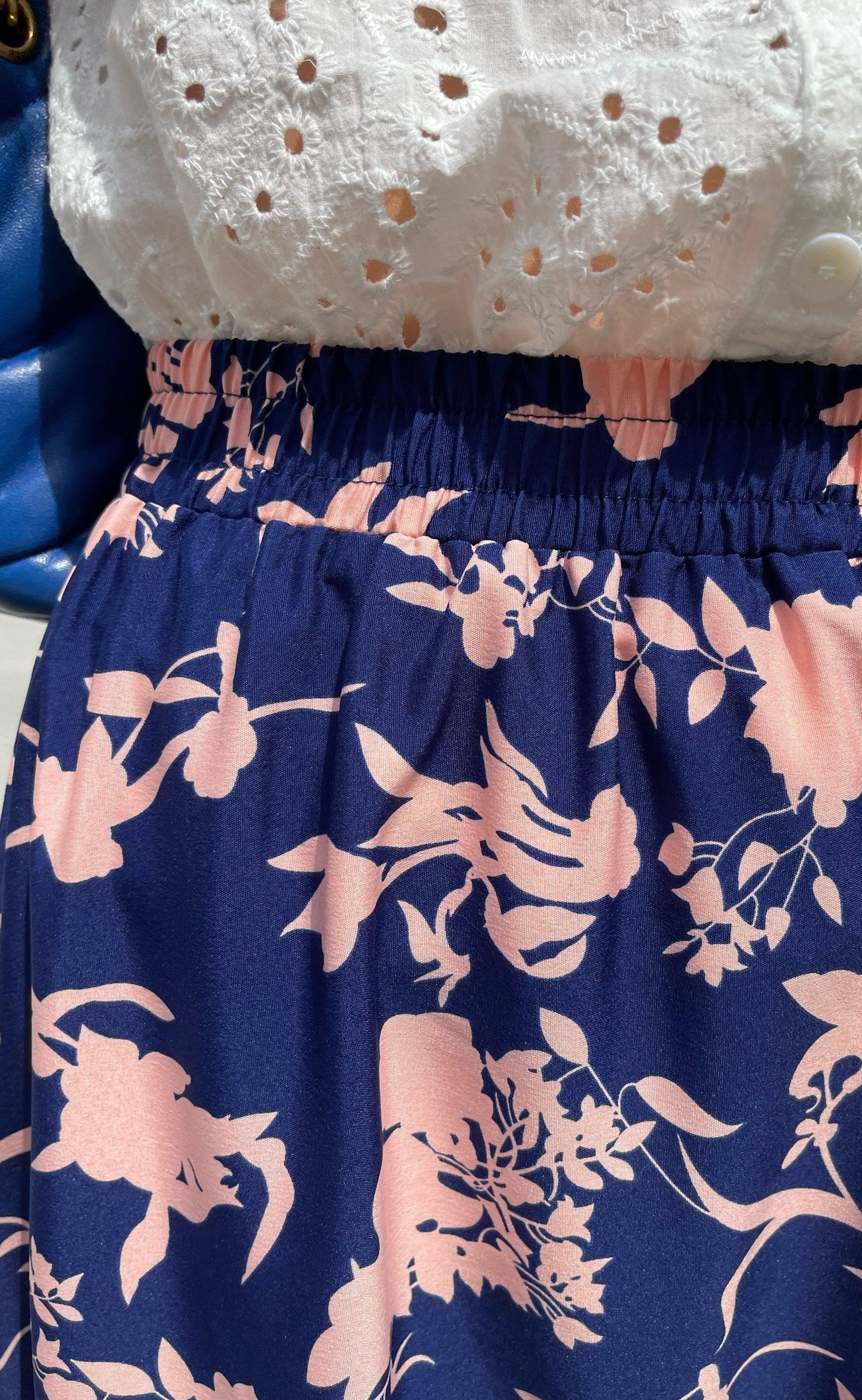 Say INA Copenhagen Nederdel - Hanna - Navy / Rose Flower