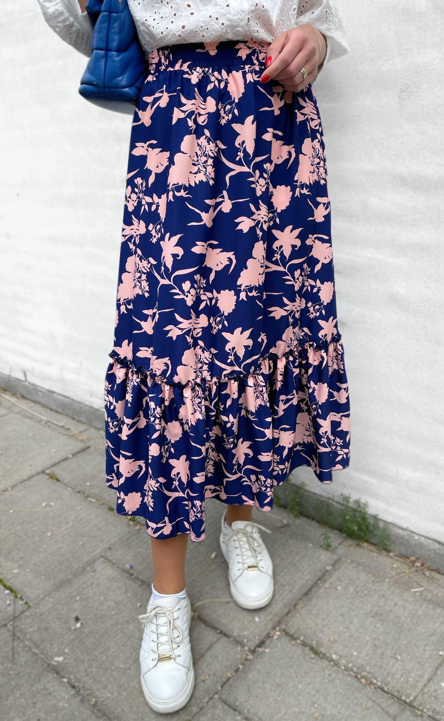 Say INA Copenhagen Nederdel - Hanna - Navy / Rose Flower