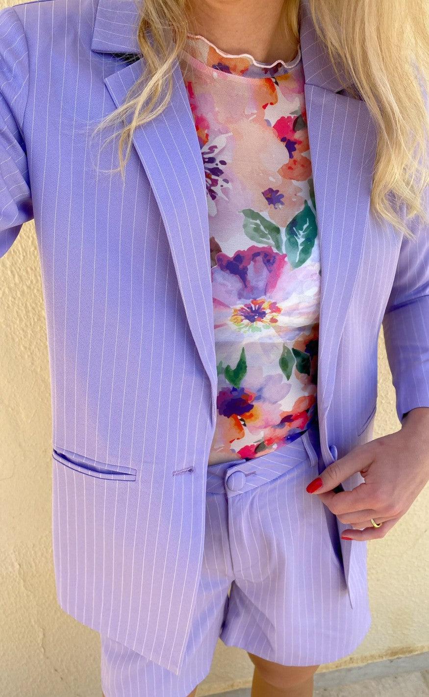 Say INA Copenhagen Shorts - Mai - Purple Pinstripe