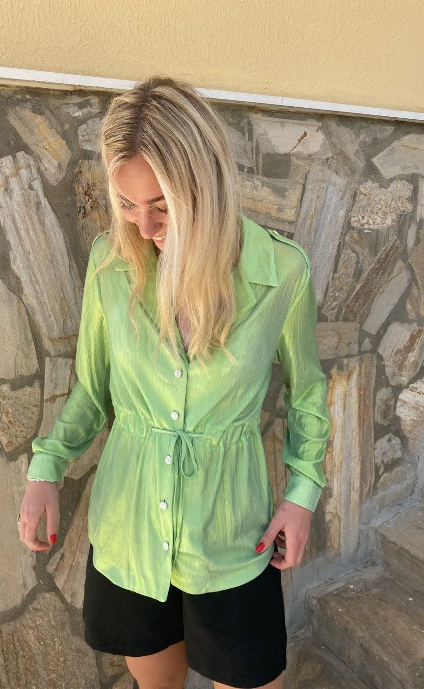 Say INA Copenhagen Skjorte - Malou - Metallic Green