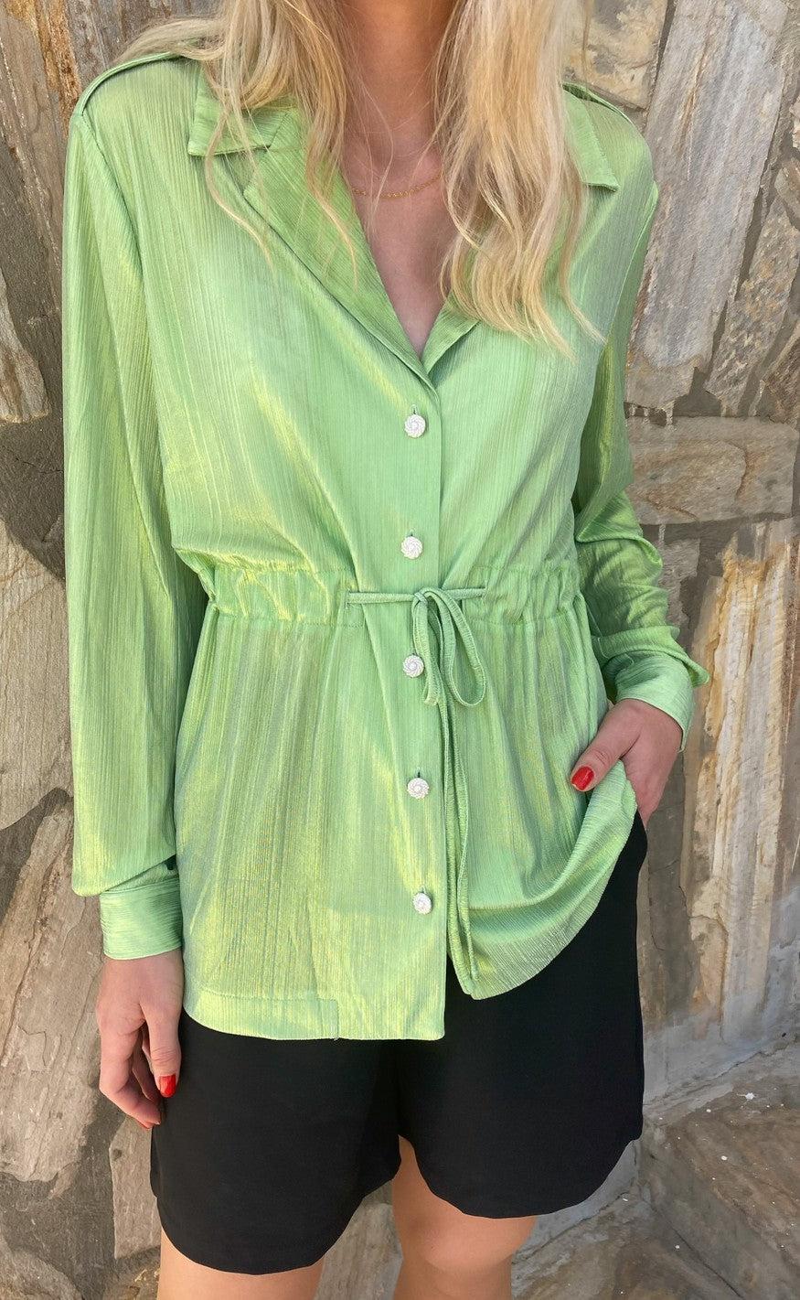 Say INA Copenhagen Skjorte - Malou - Metallic Green