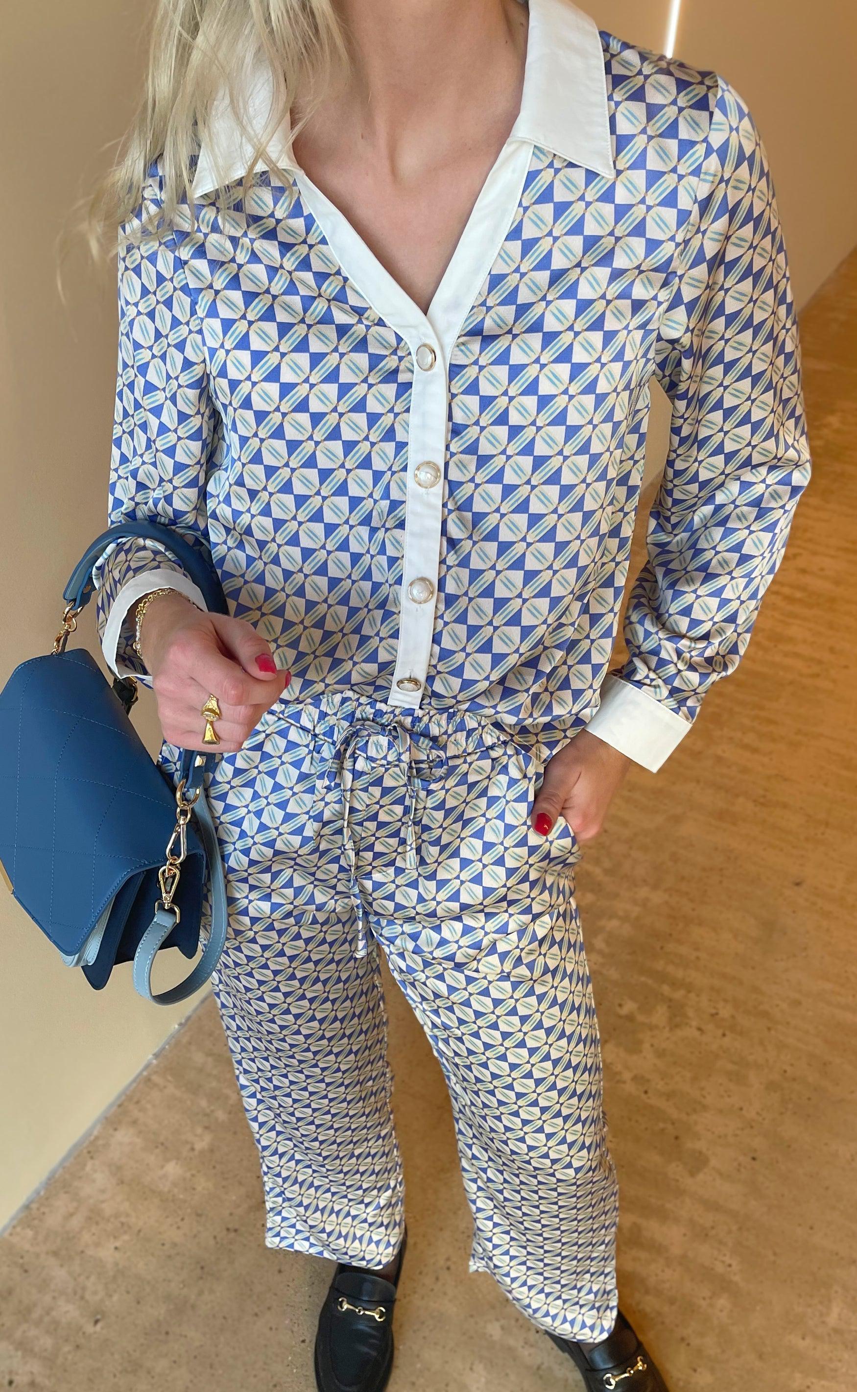 Say INA Copenhagen Skjorte - Nora - Graphic Blue