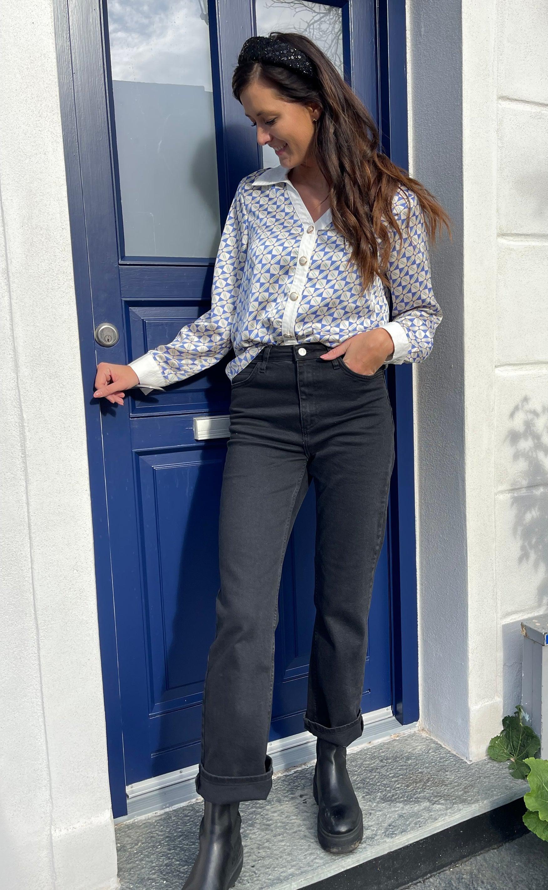 Say INA Copenhagen Skjorte - Nora - Graphic Blue
